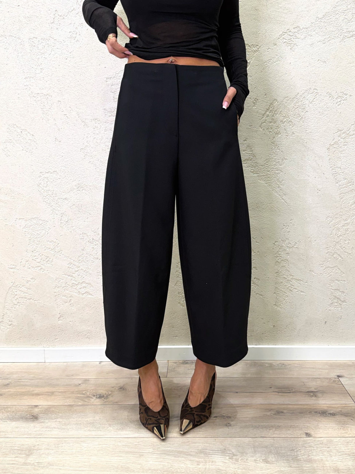 Pantalone gamba ampia effetto fluido