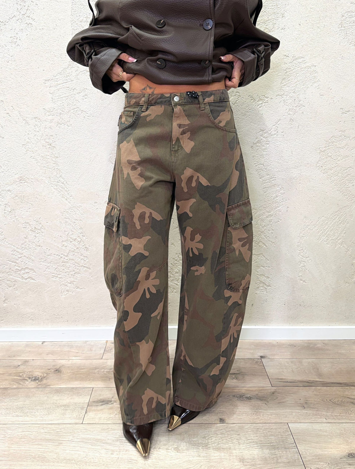 Jeans cargo camouflage barrel fit