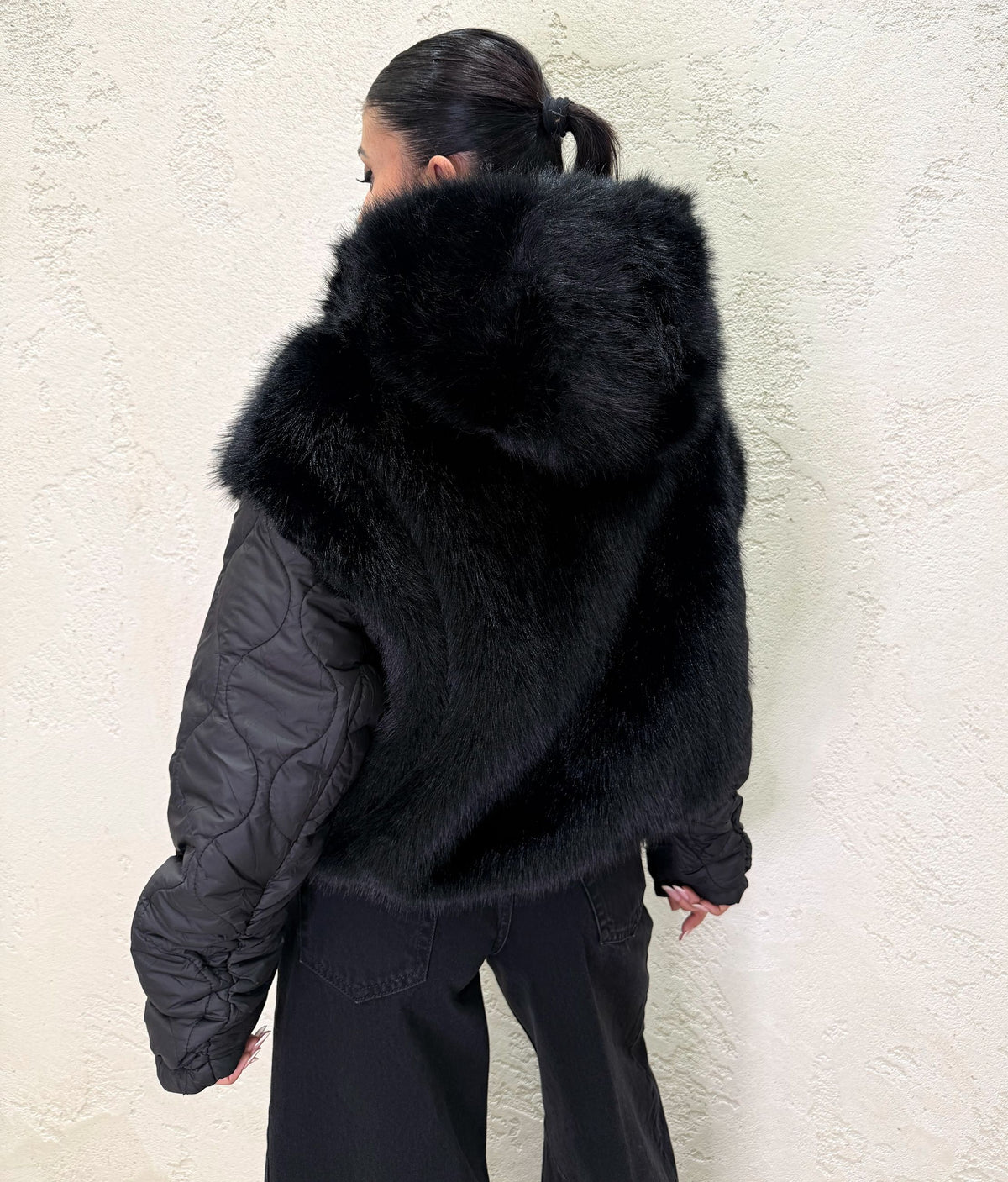 Bomber maya trapuntato double face con ecopelliccia