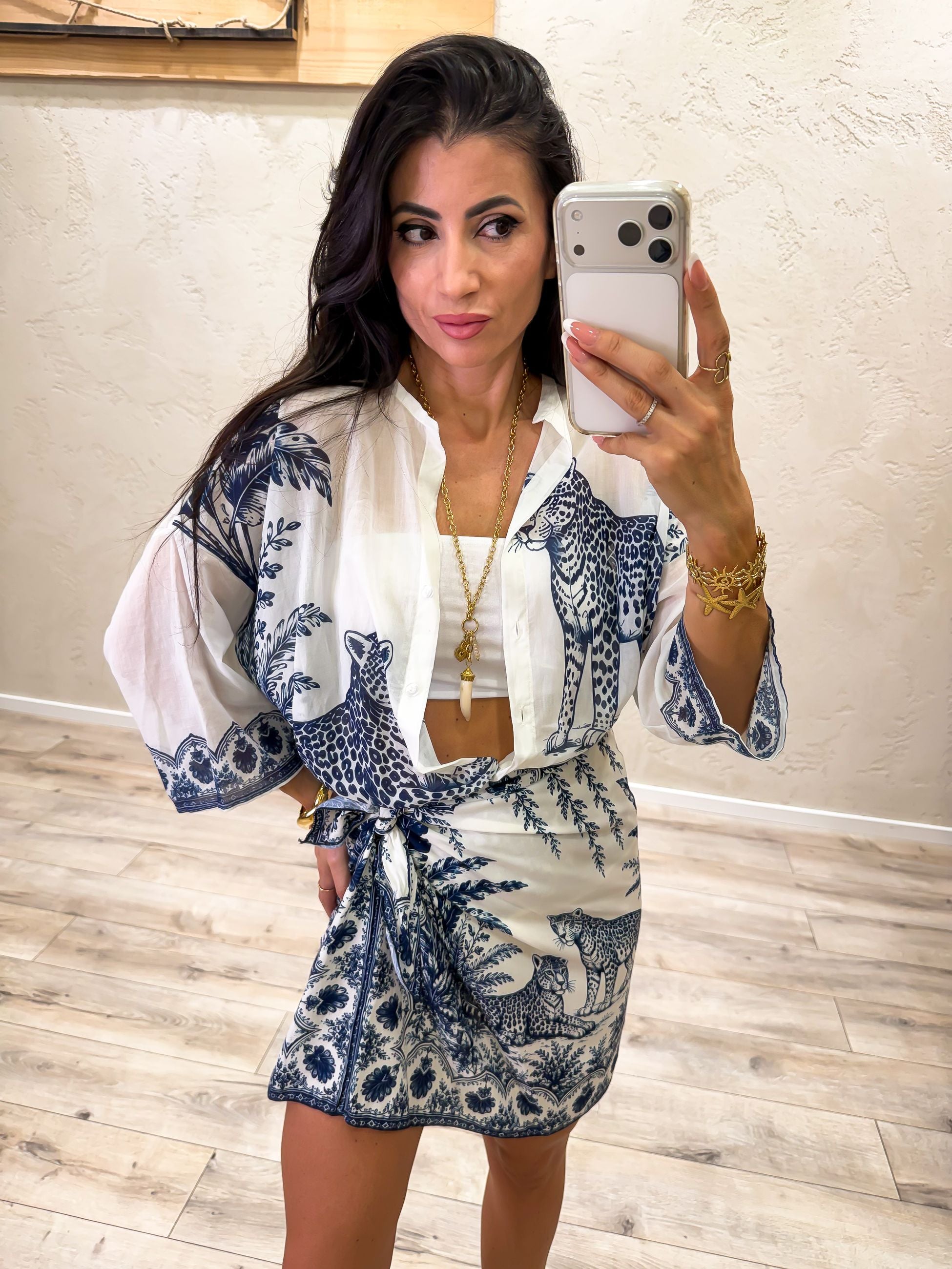camicia morbida in mussola blu savannah