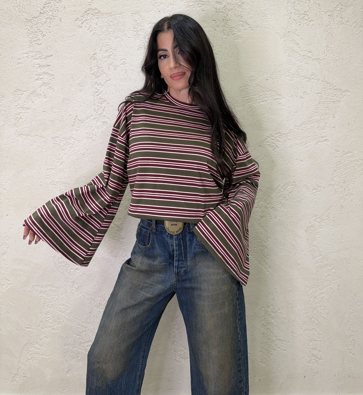 Maglia over a righe con maniche ampie