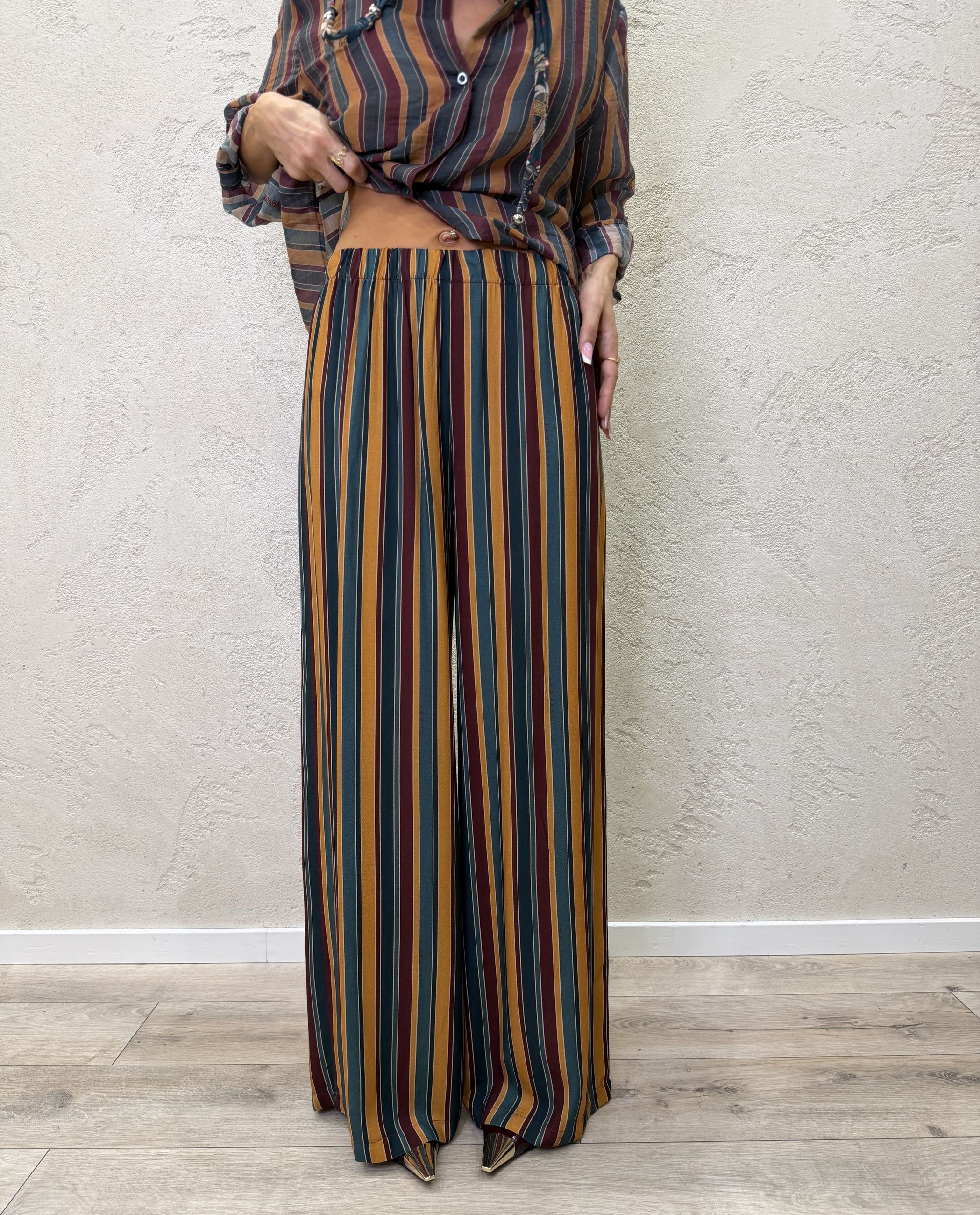 Pantalone "Nomad" a righe in viscosa