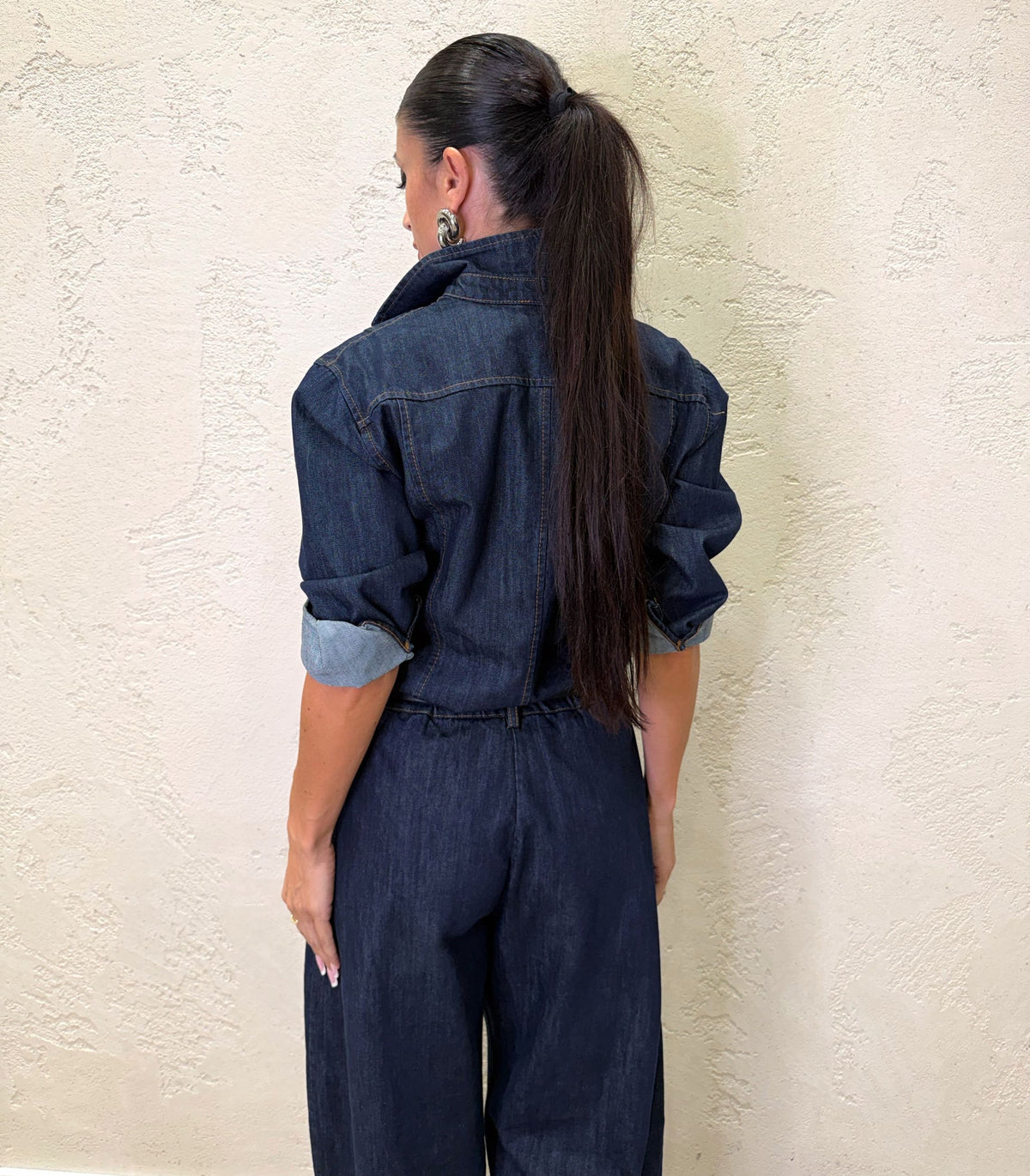 Camicia in denim con cuciture a contrasto