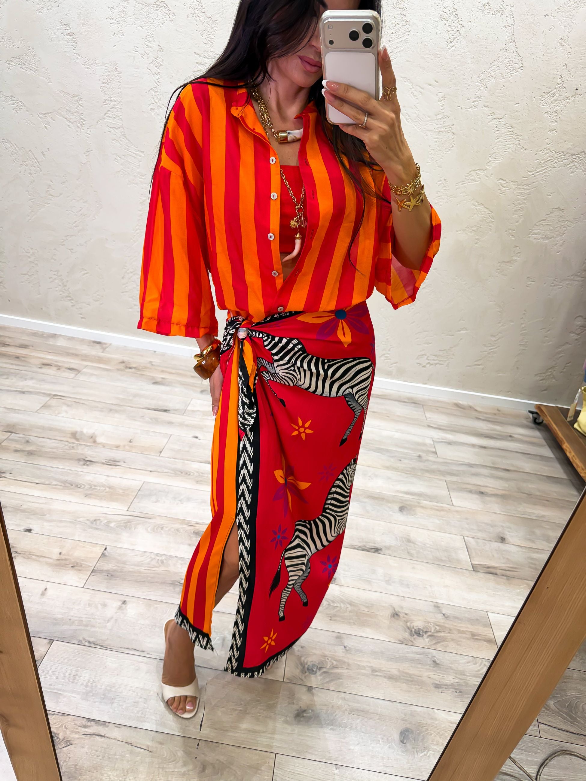 gonna midi pareo foulard tribal zebra
