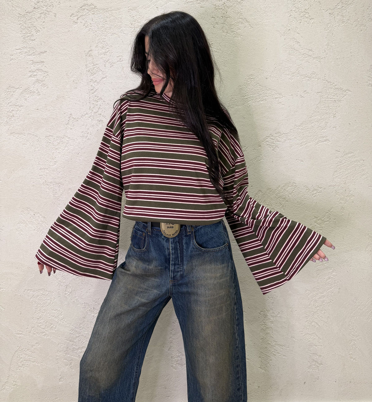 Maglia over a righe con maniche ampie