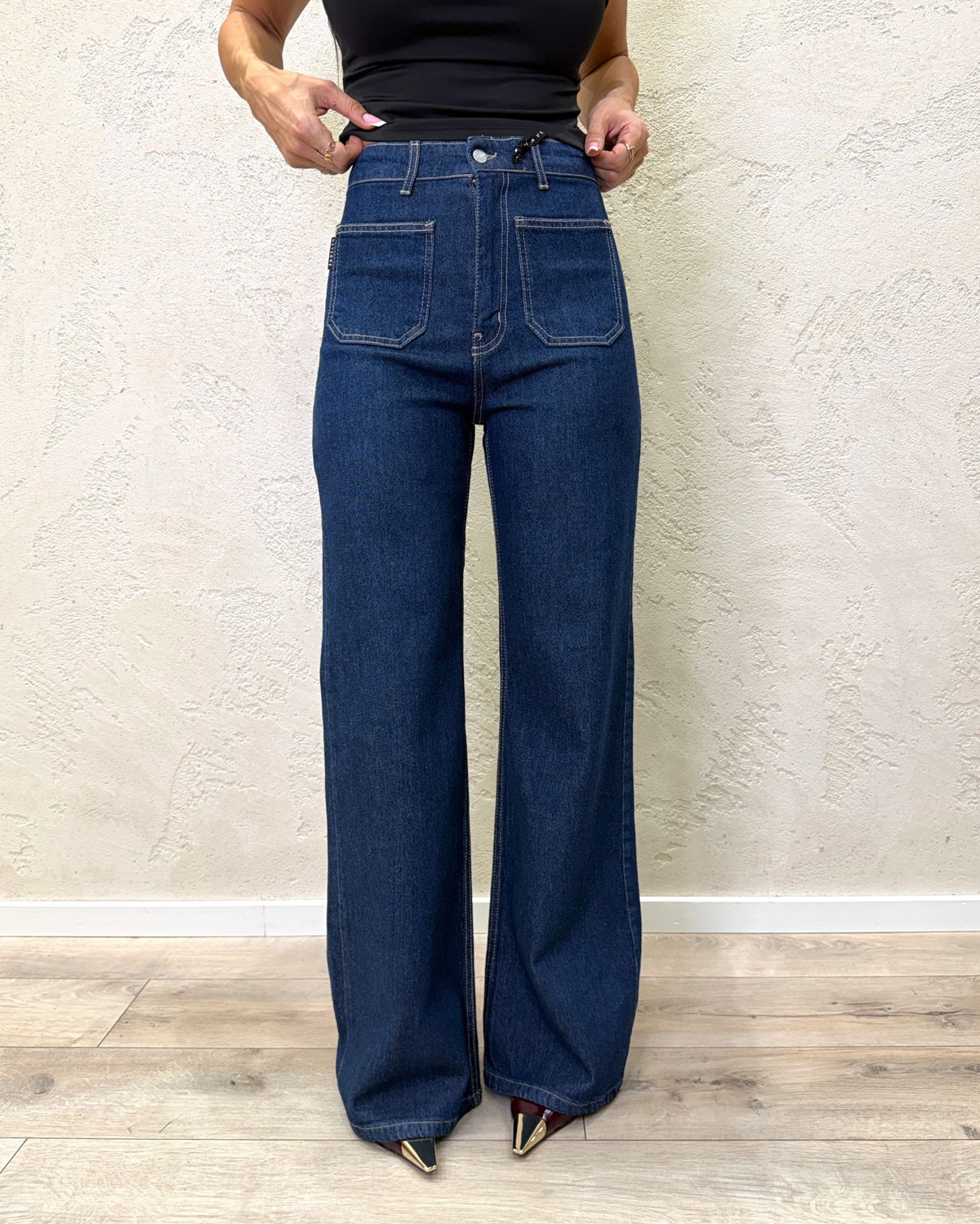 Jeans elasticizzato "Plaza" a palazzo