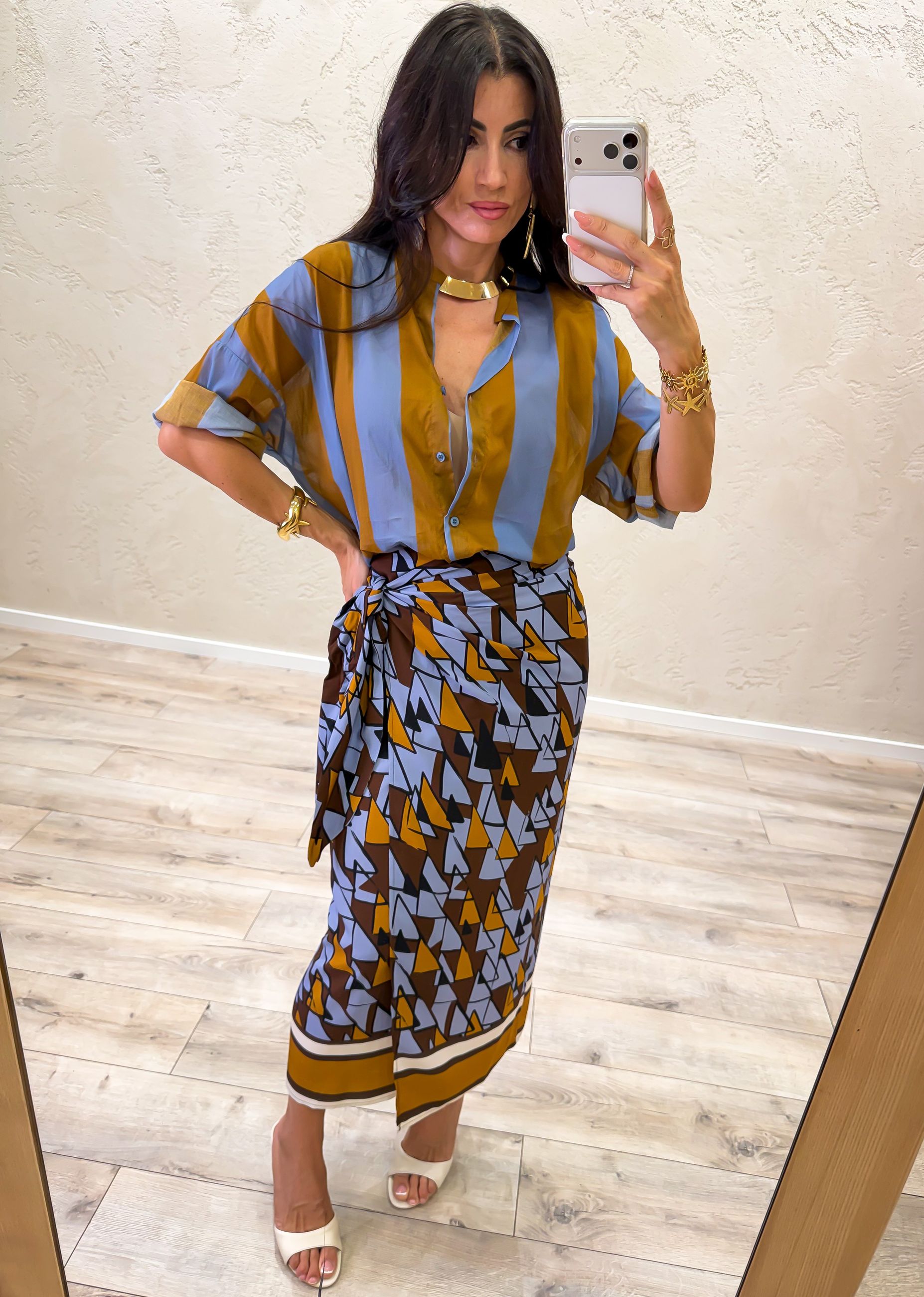 Camicia maxi righe in 100% cotone
