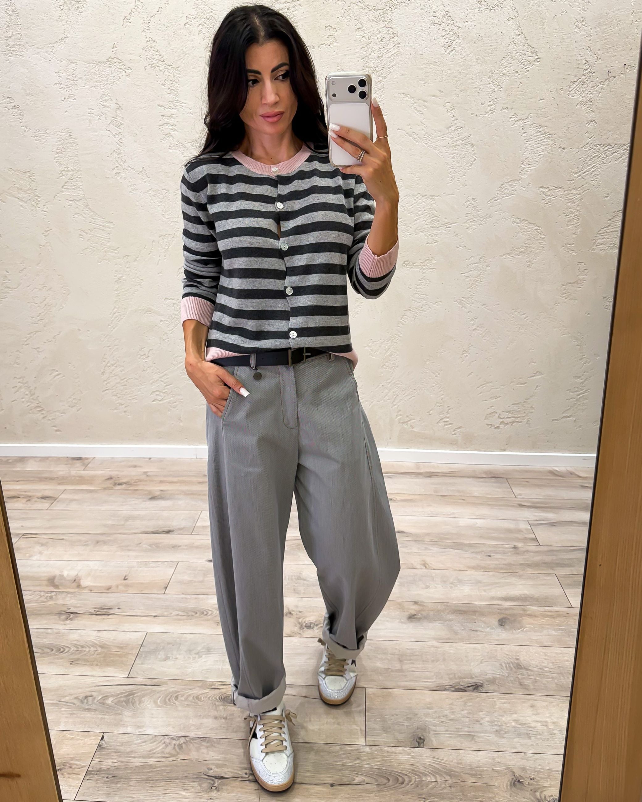 Cardigan a righe con bottoni