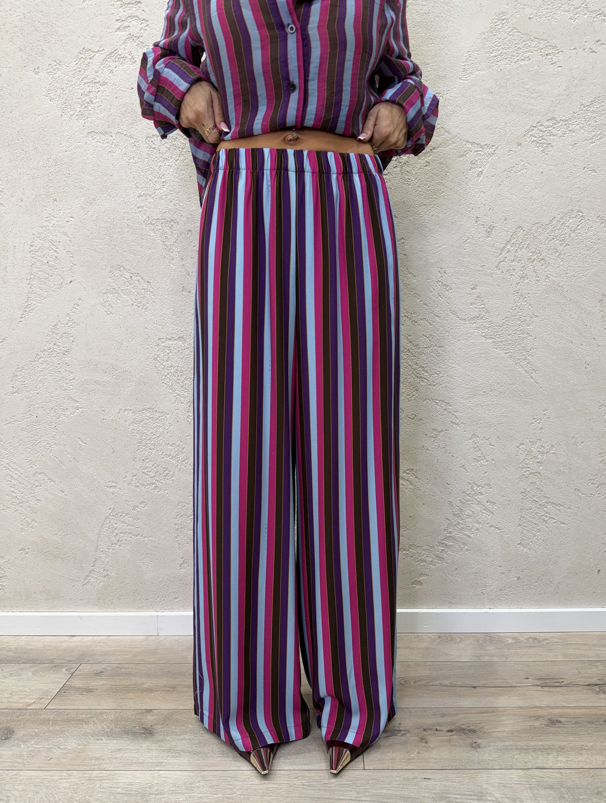 Pantalone "Nomad" a righe in viscosa