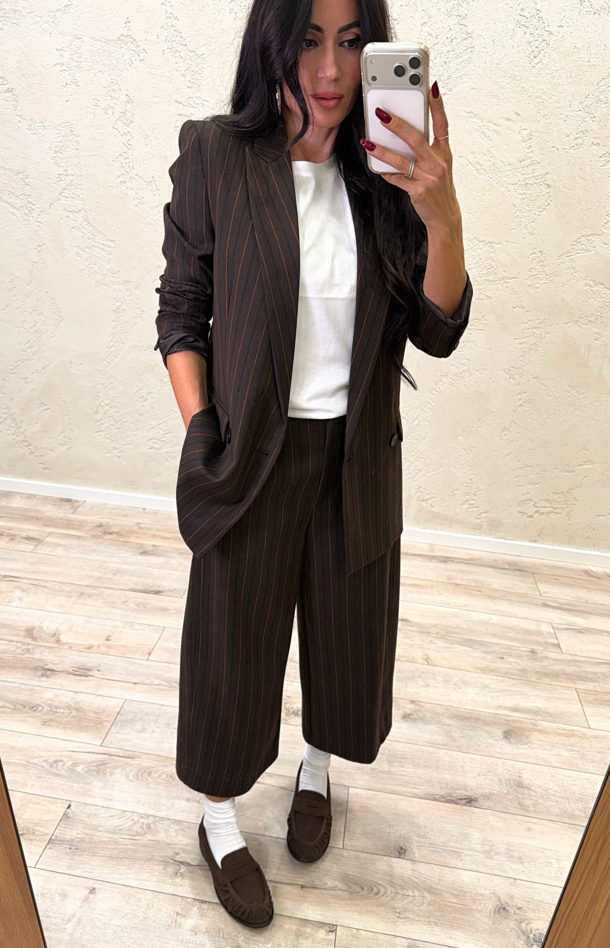 Pantalone ampio gessato