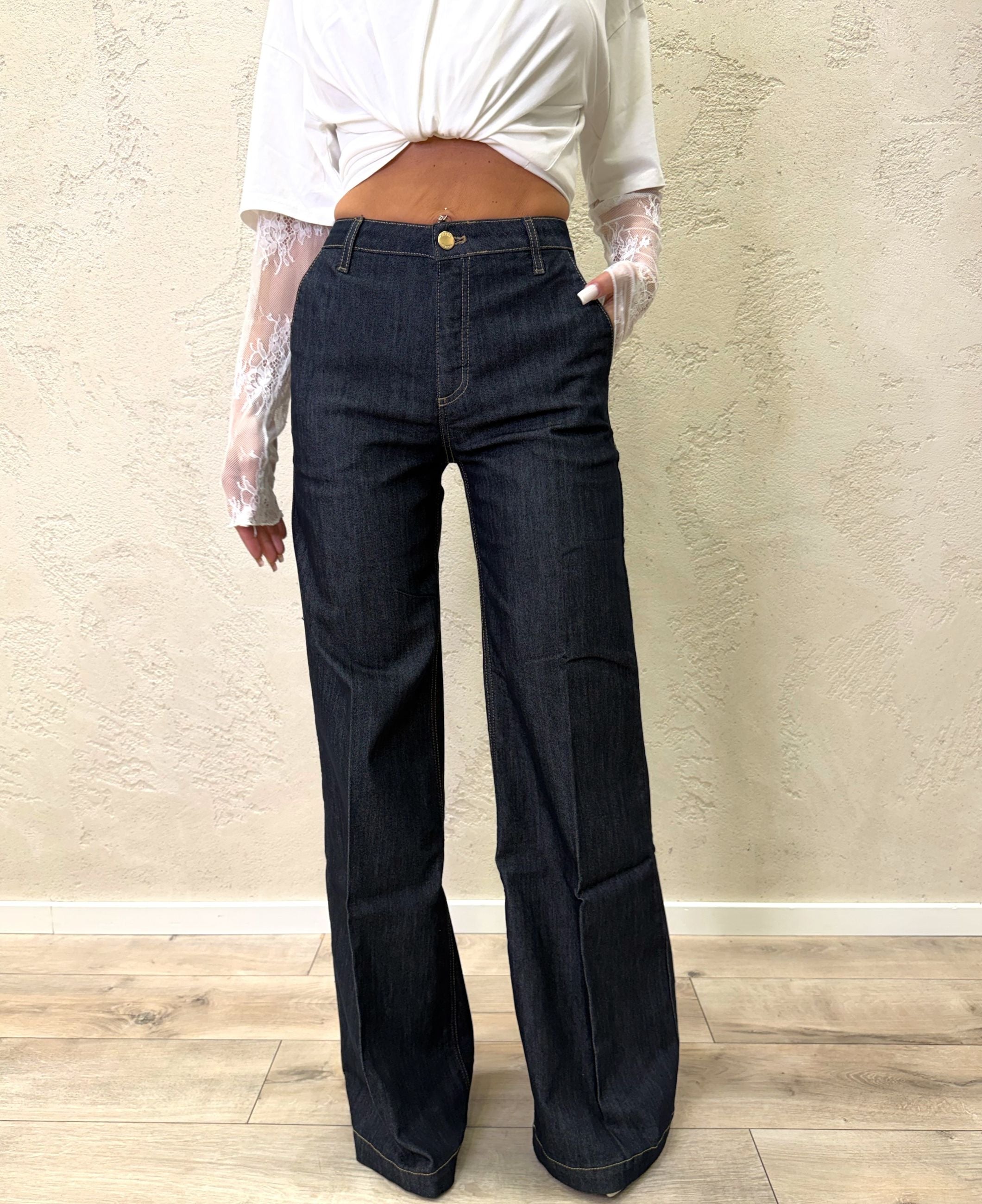 Jeans "Elena" wide leg in cotone elasticizzato
