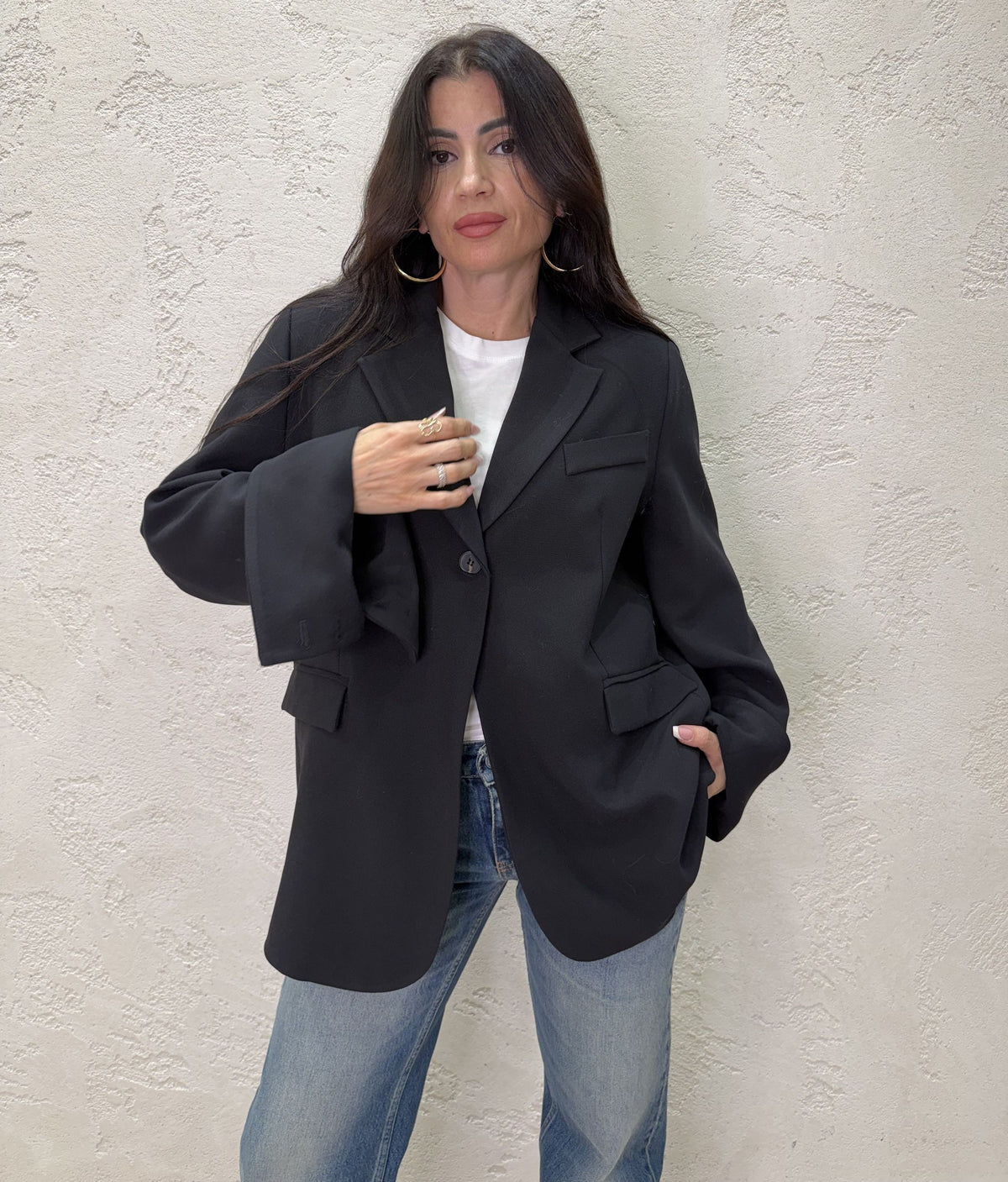 Blazer over con risvolto su manica