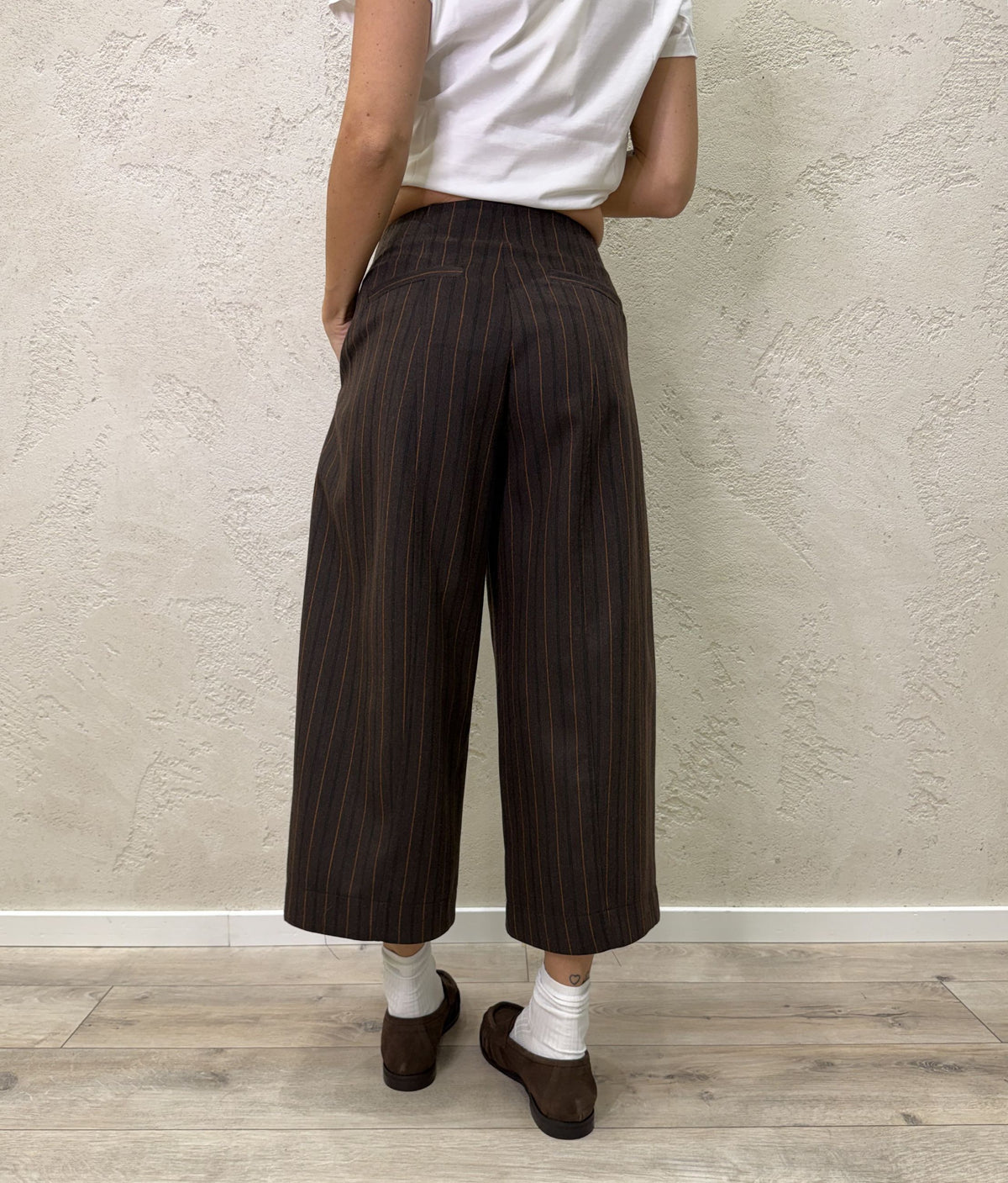 Pantalone ampio gessato