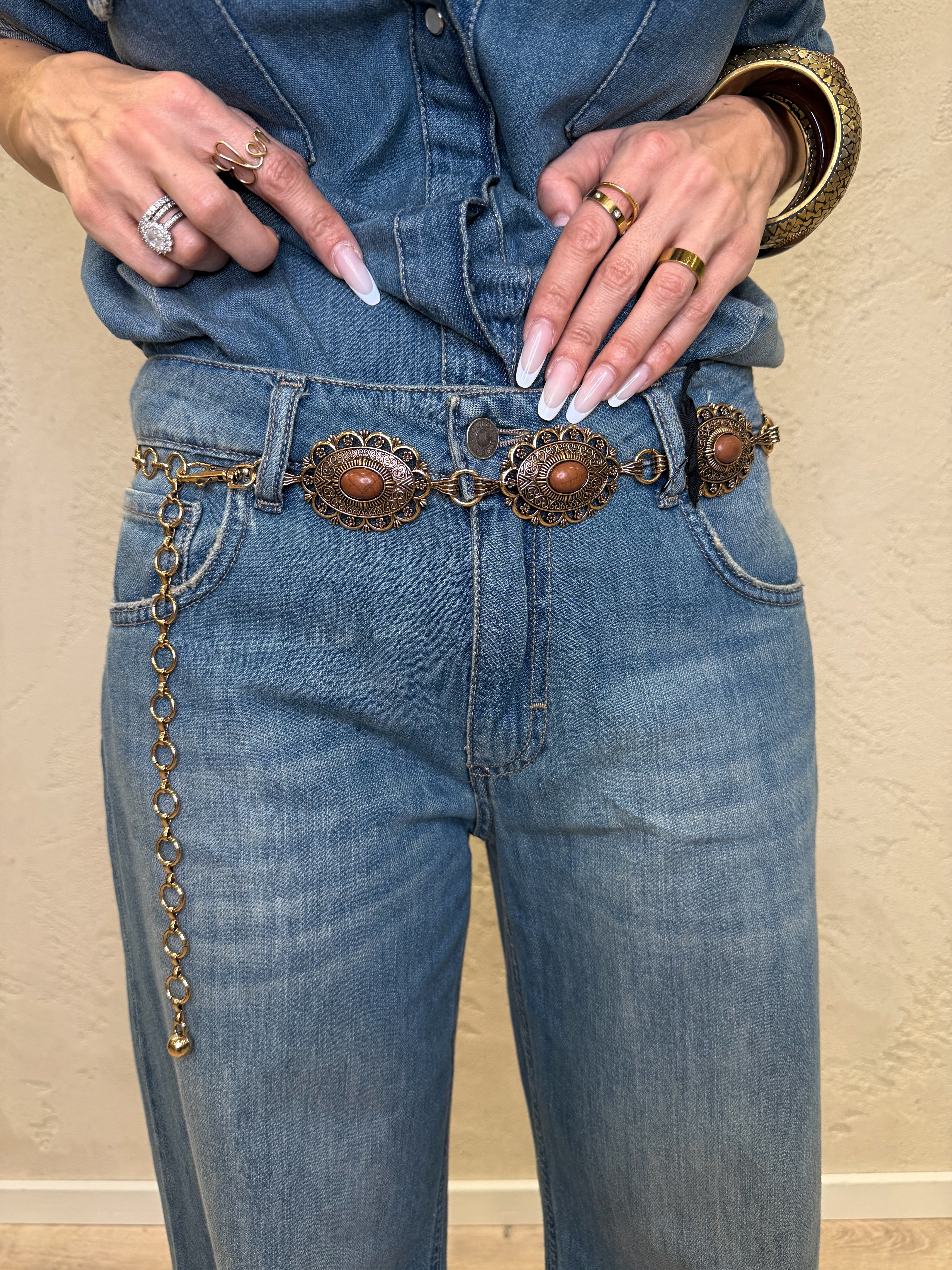 cintura gioiello catena stile western CINT-JASMINE BRONZO ELEVI