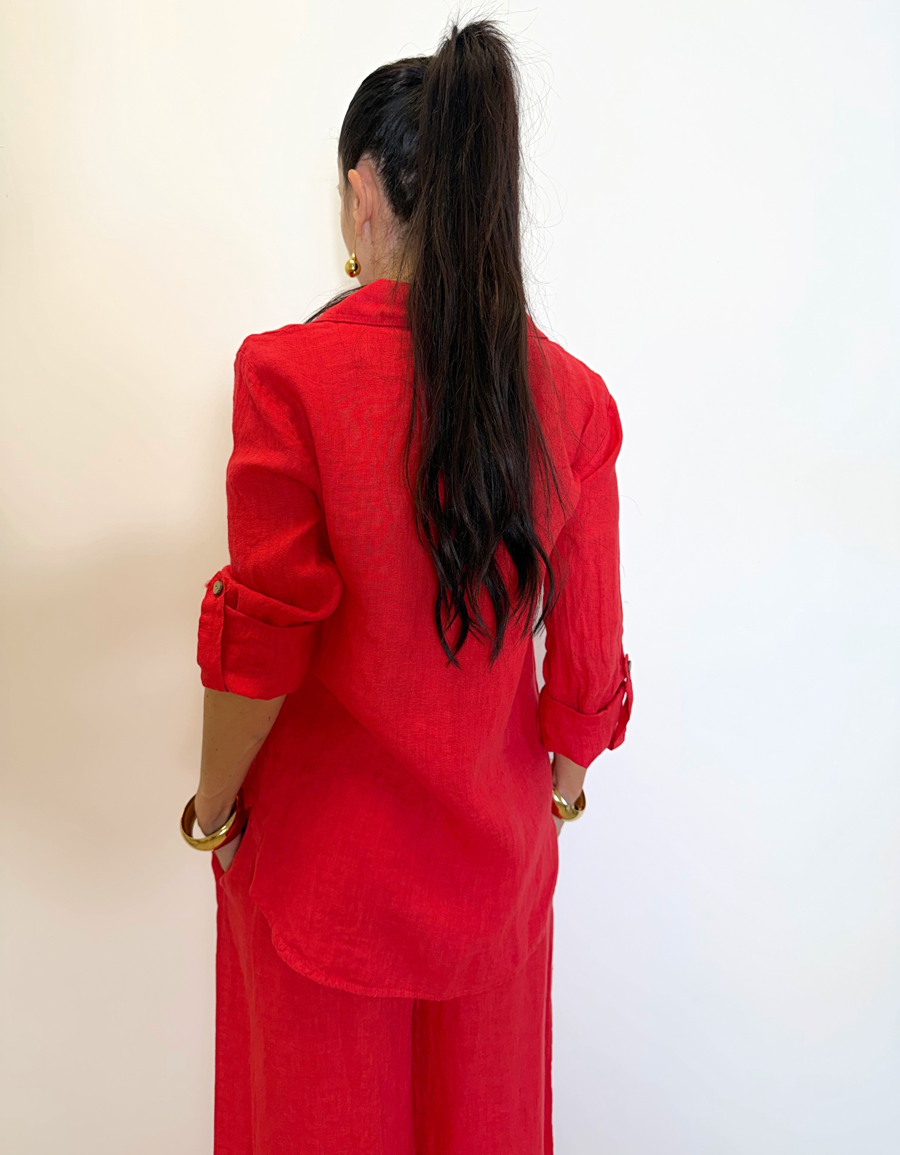 camicia "ARIA" 100% lino H4874 CORALLO ELEVI