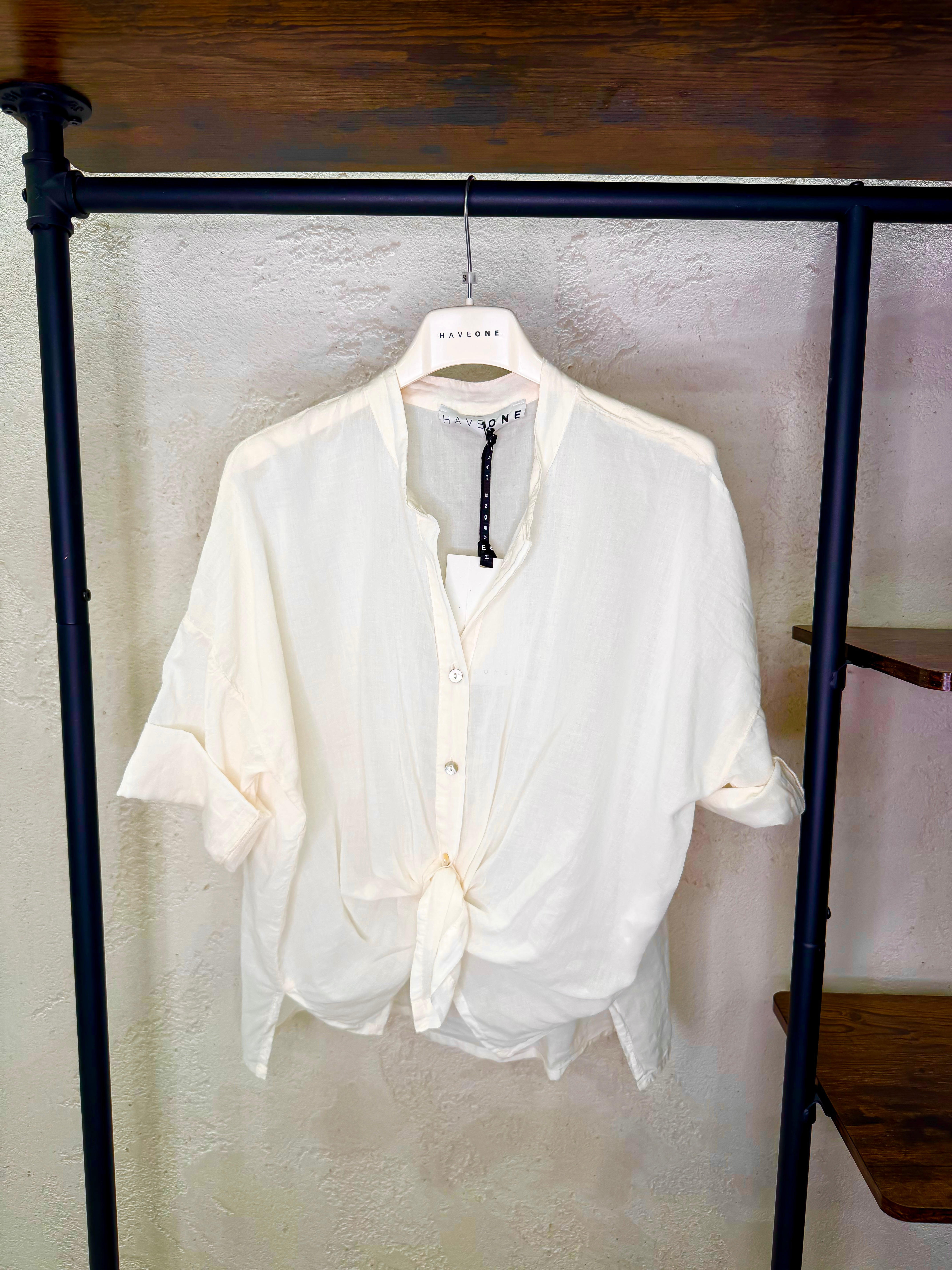camicia in mussola con collo alla coreana CFL-Q387 BURRO HAVEONE