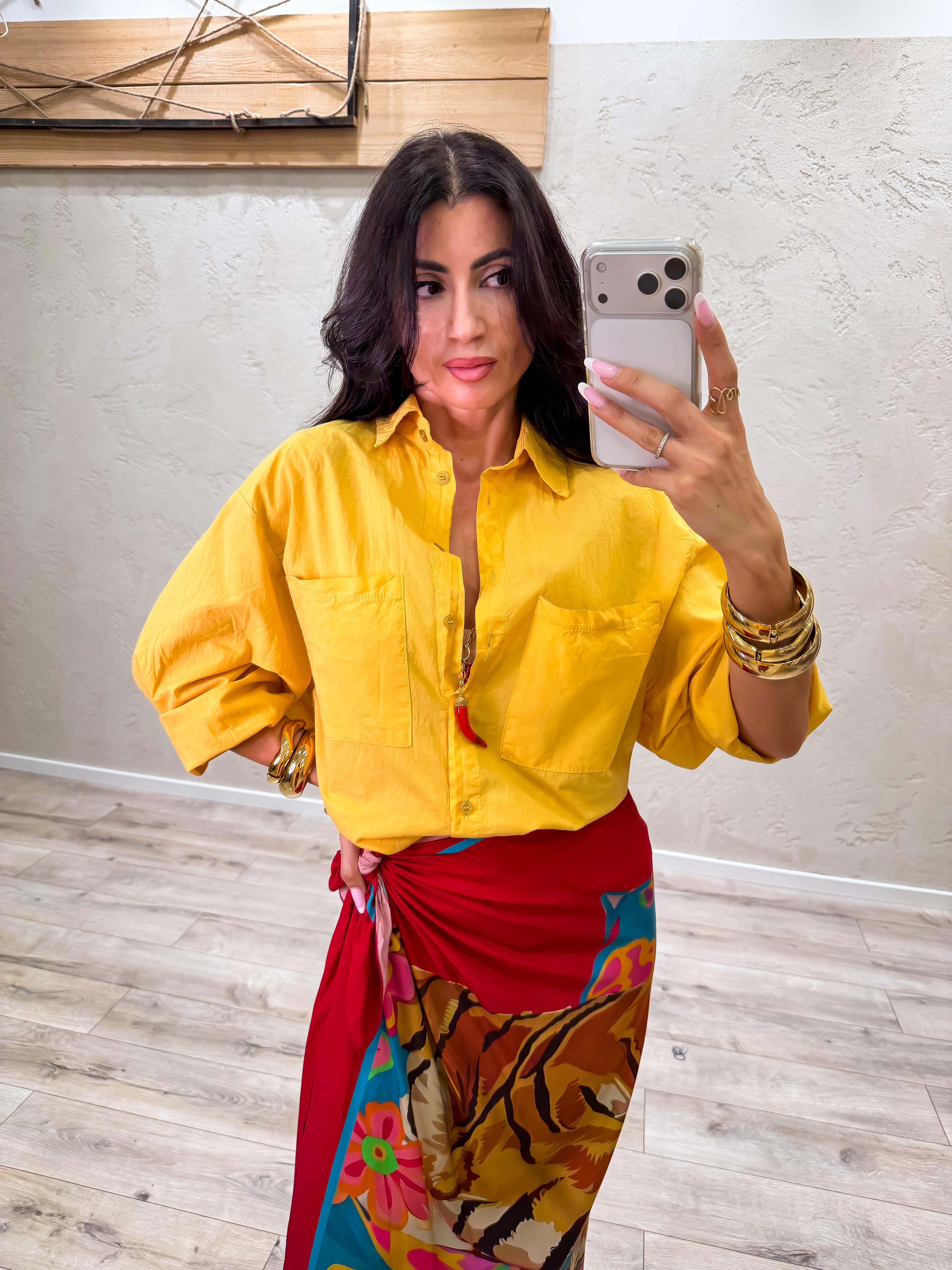 camicia morbida in cotone CFW-Q408 SENAPE HAVEONE