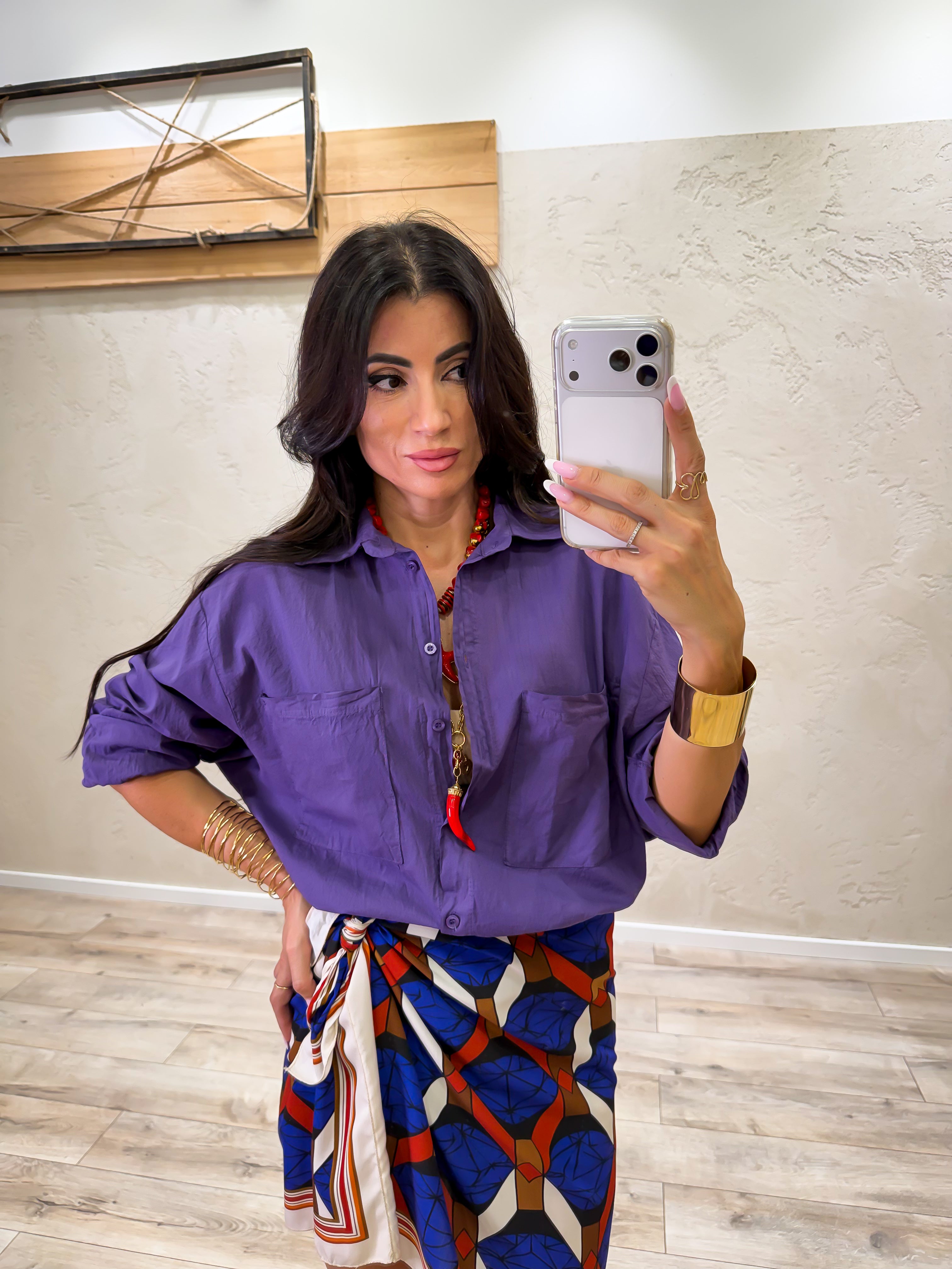 camicia morbida in cotone CFW-Q408 VIOLA HAVEONE