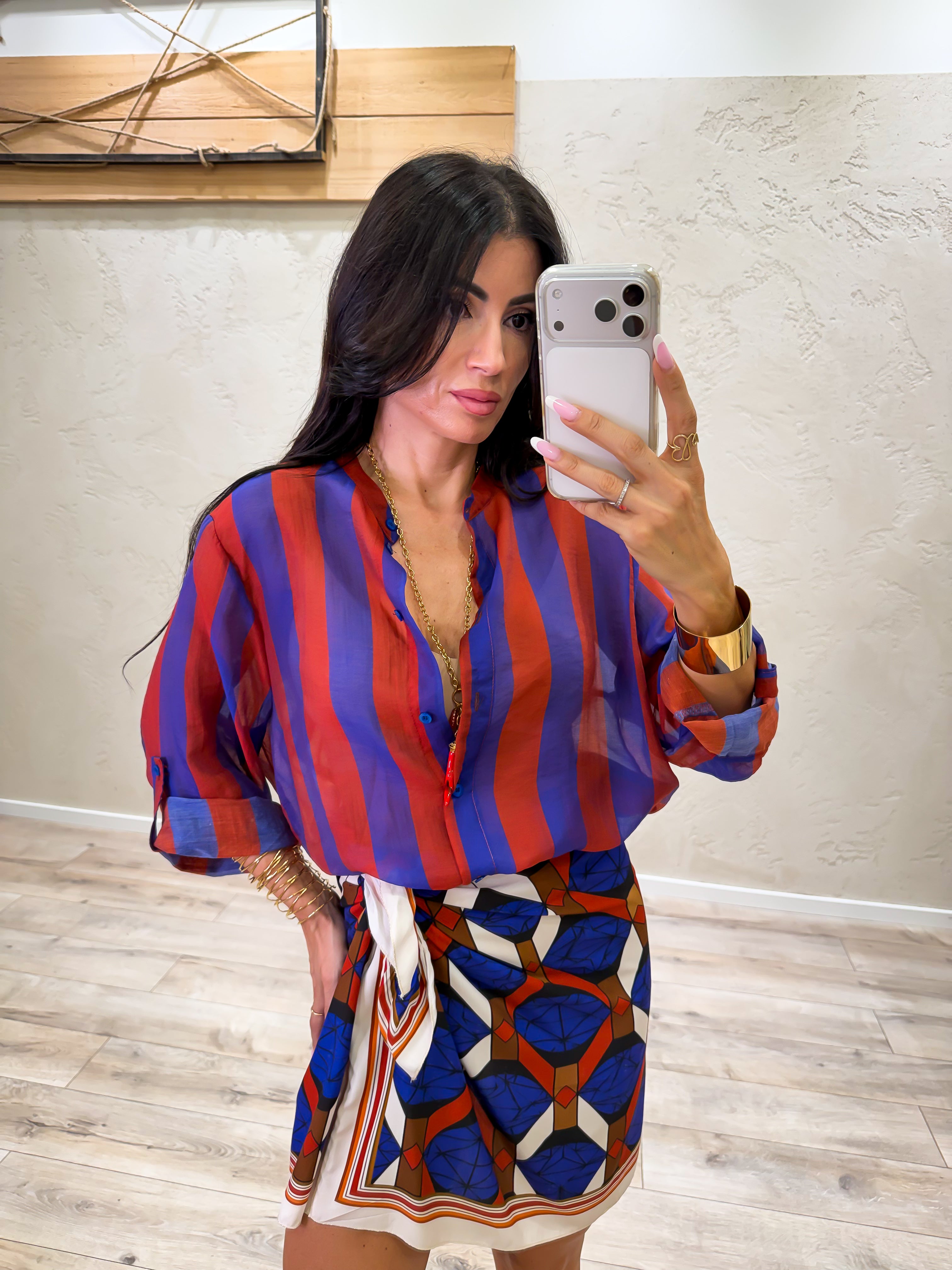 camicia a righe effetto vedo non vedo CVS-Q422 INDIA/BLUETTE HAVEONE