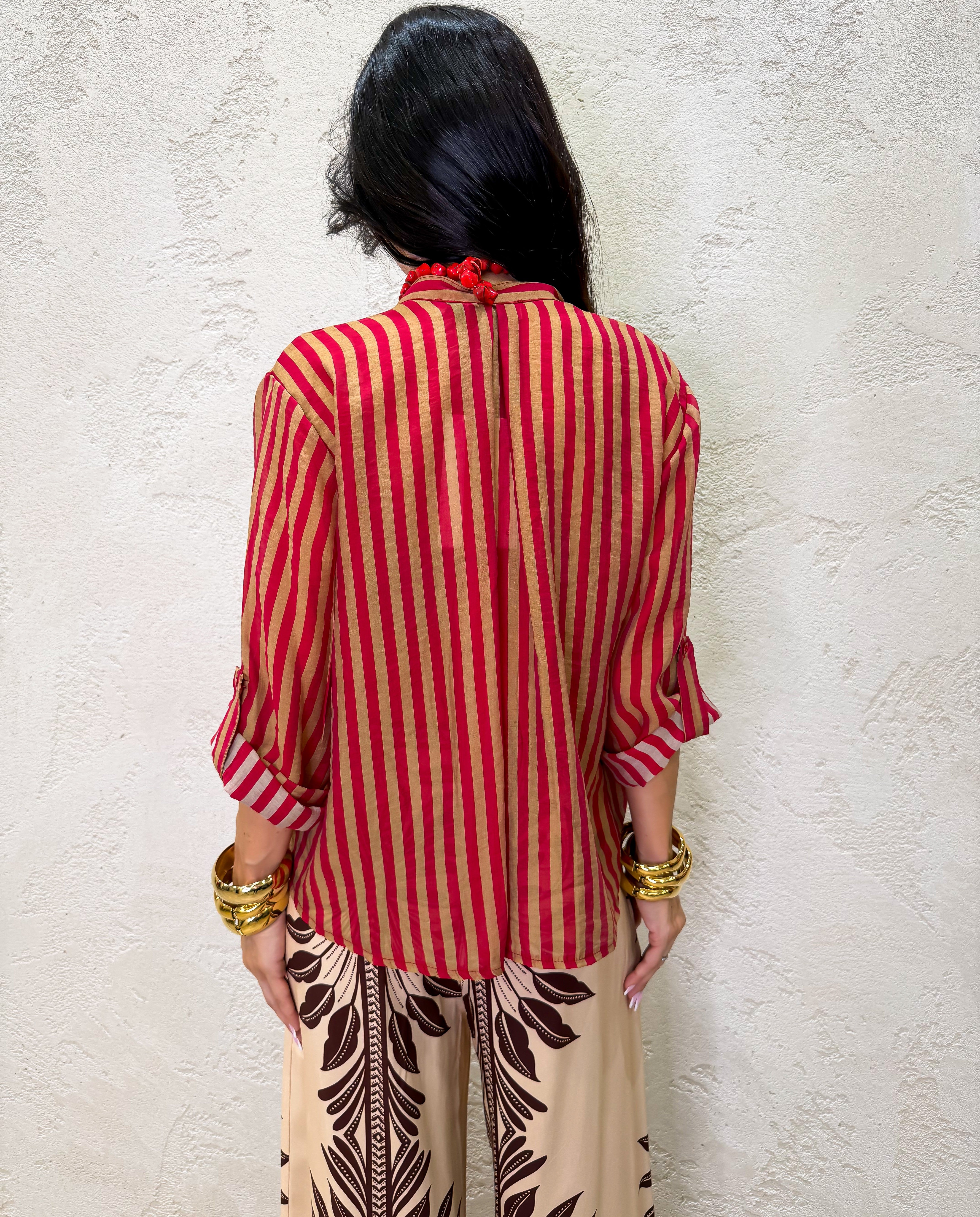 camicia a righe effetto vedo non vedo CVS-Q423 INDIA/TABACCO HAVEONE
