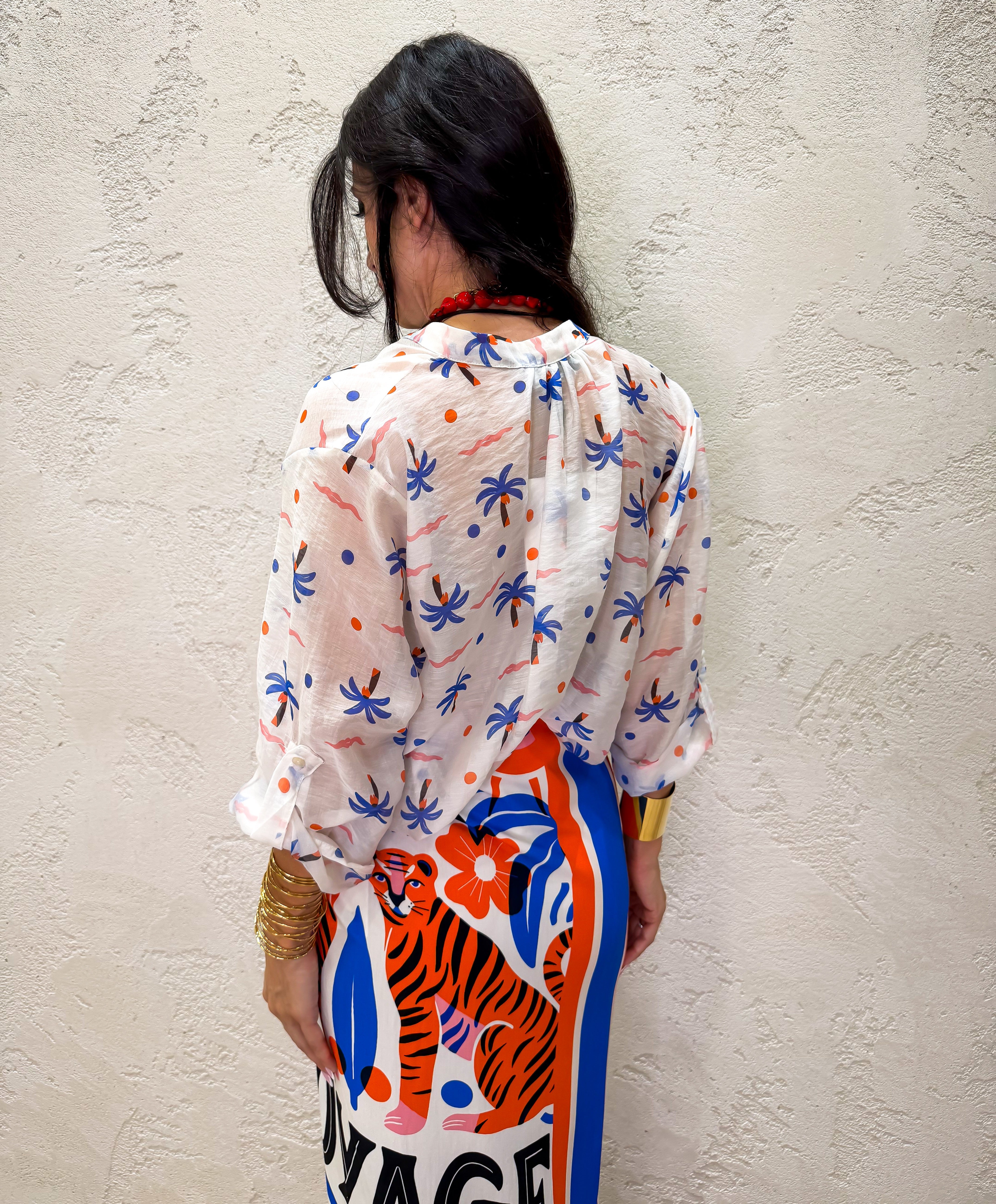 camicia "palmina" in lyocell CVS-Q484 BLU HAVEONE