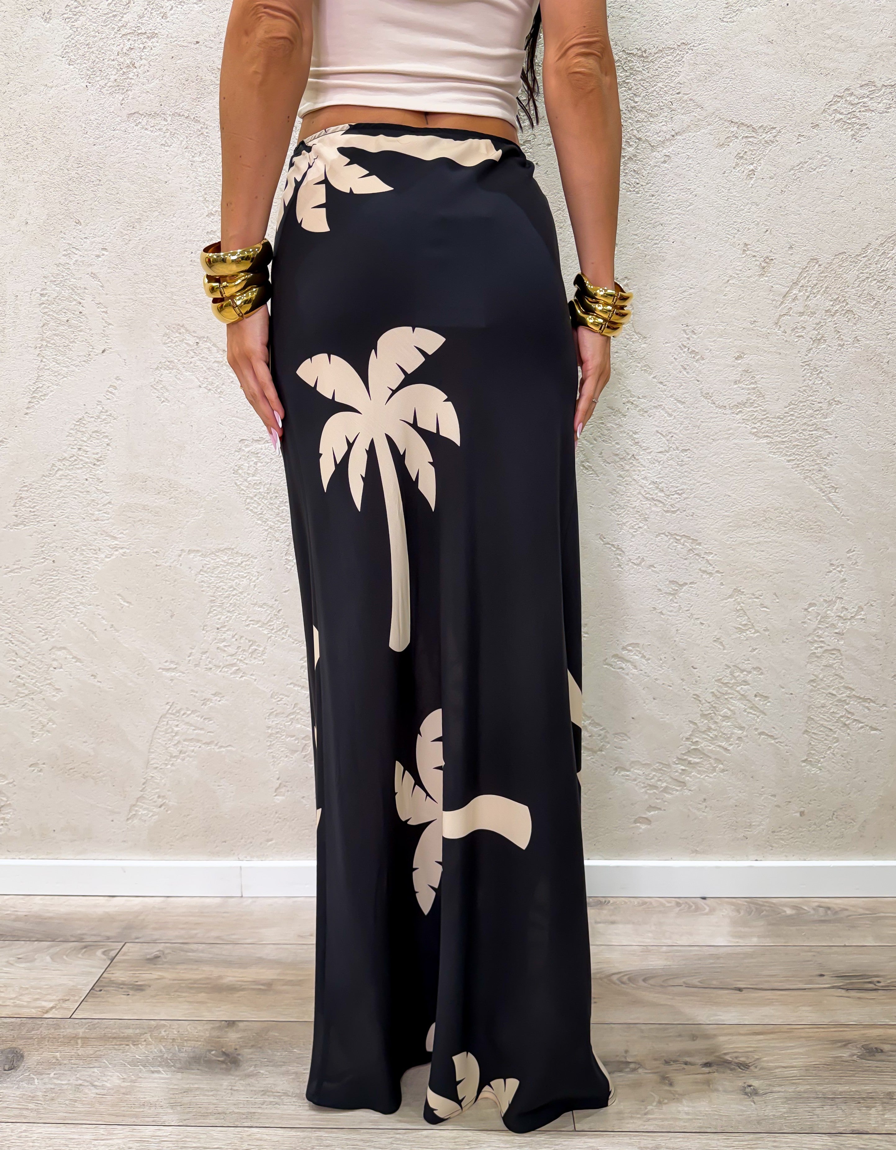 gonna lunga 100% viscosa in fantasia GIA-Q170 NERO/LATTE HAVEONE