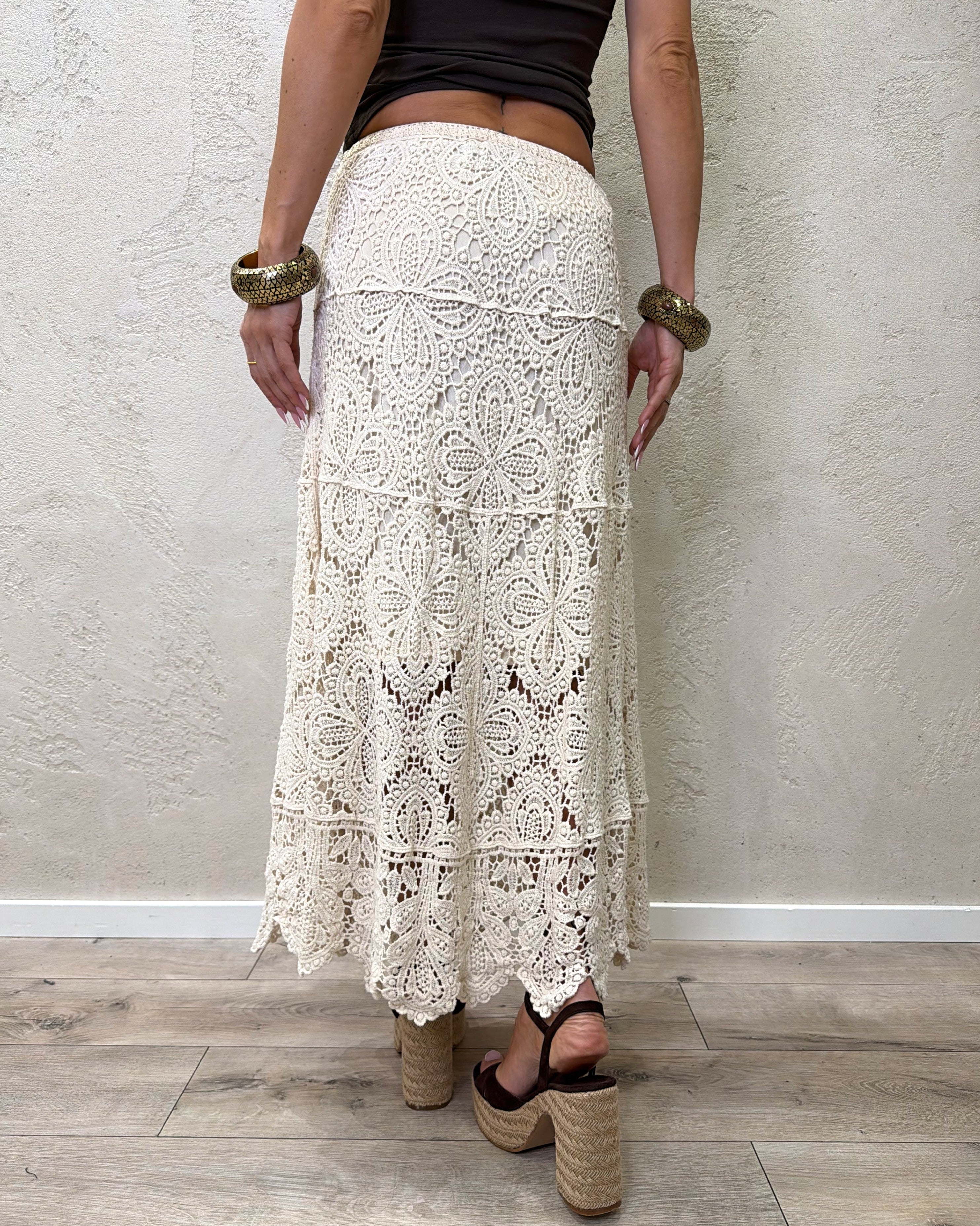 gonna midi crochet GVV-Q164 BEIGE HAVEONE