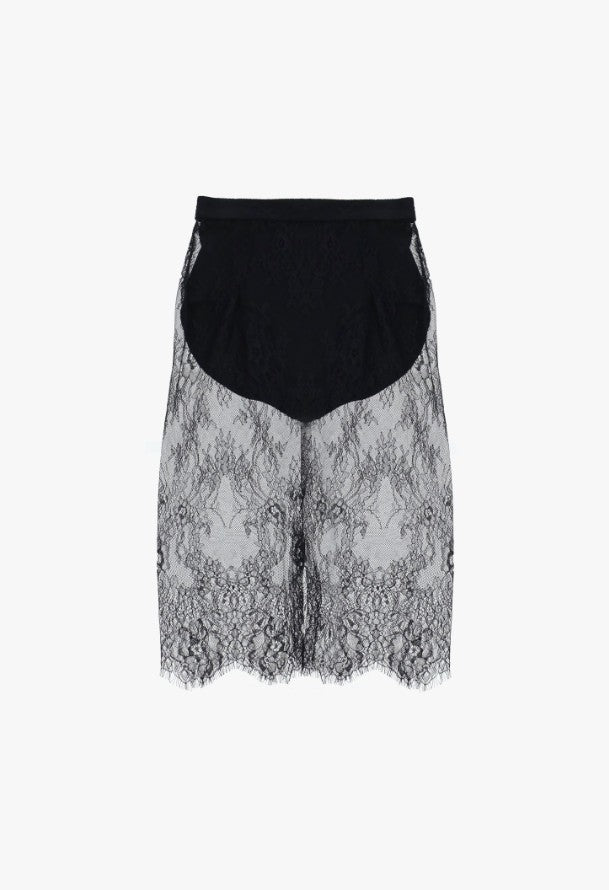 gonna midi in pizzo floreale trasparente GNQ3LJR NERO IMPERIAL