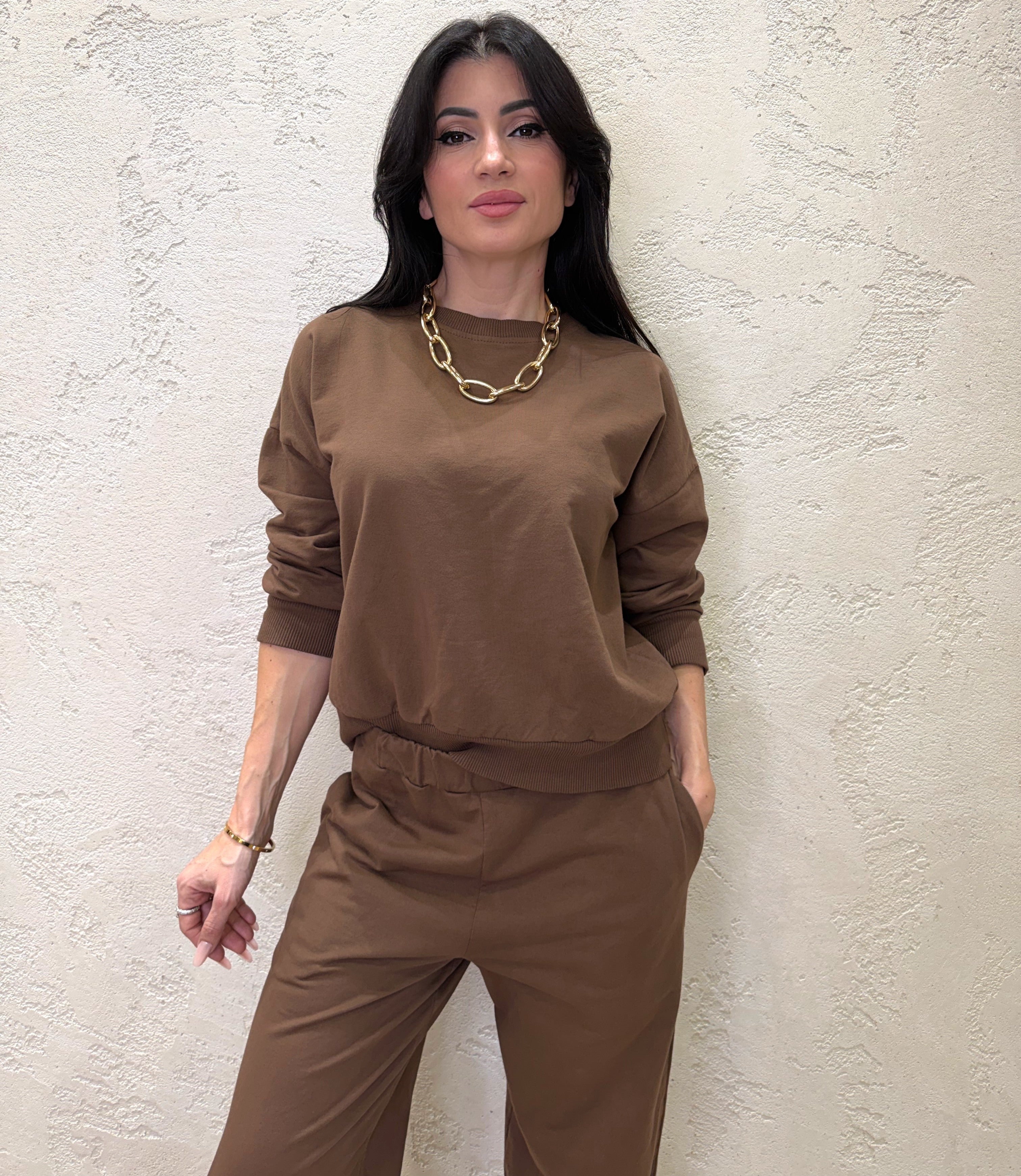 tuta di felpa garzata 26851 CIOCCOLATO SUSY MIX