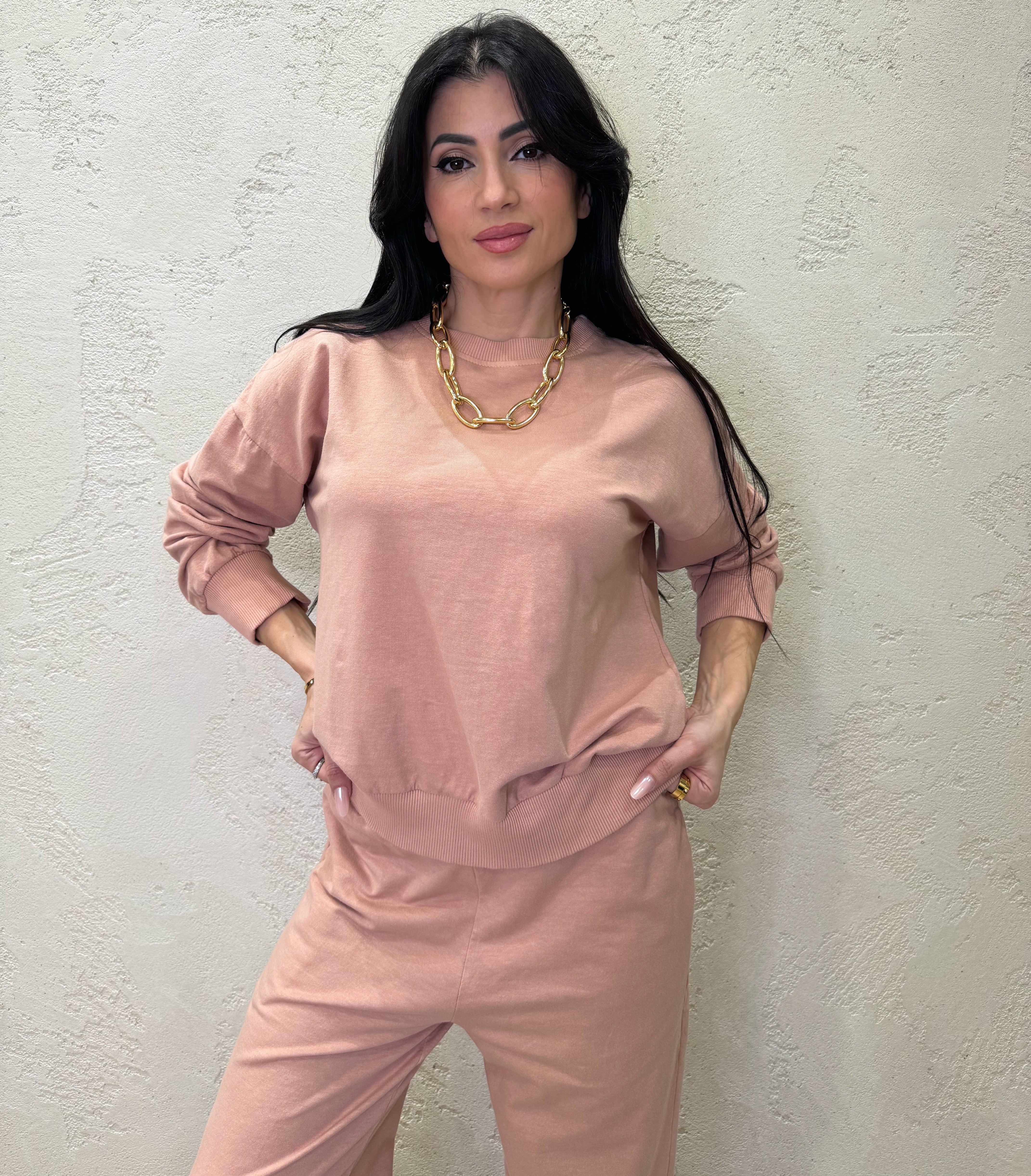 tuta di felpa garzata 26851 ROSA CIPRIA SUSY MIX
