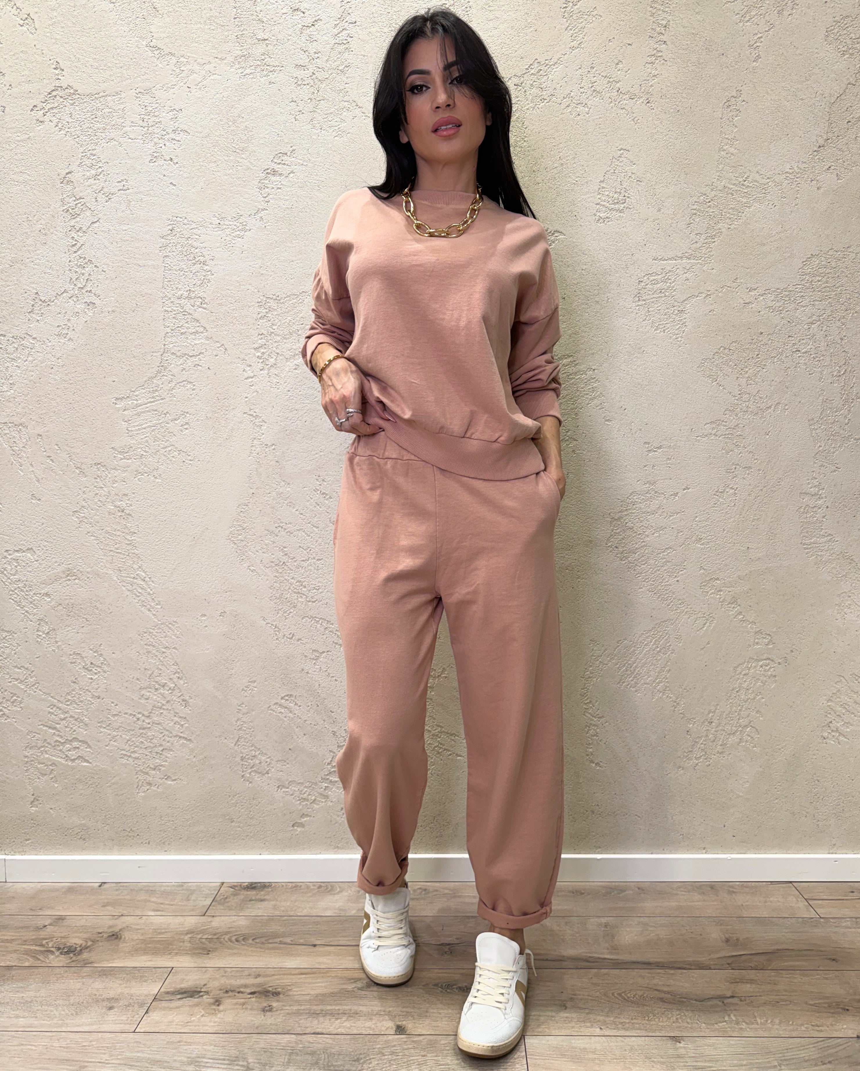 tuta di felpa garzata 26851 ROSA CIPRIA SUSY MIX