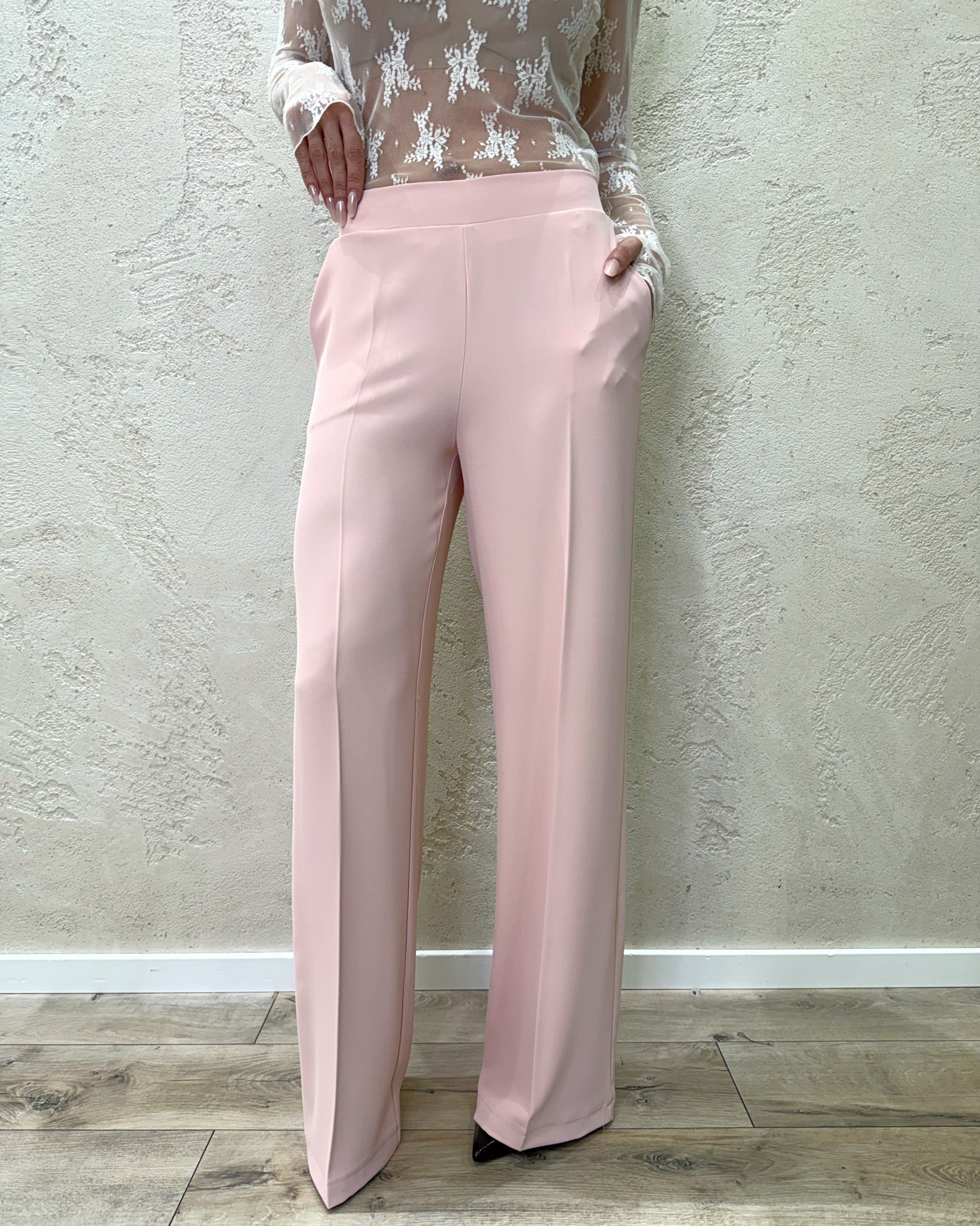 completo blazer con cintura e pantalone tessuto fluido 303211 ROSA CIPRIA SUSY MIX
