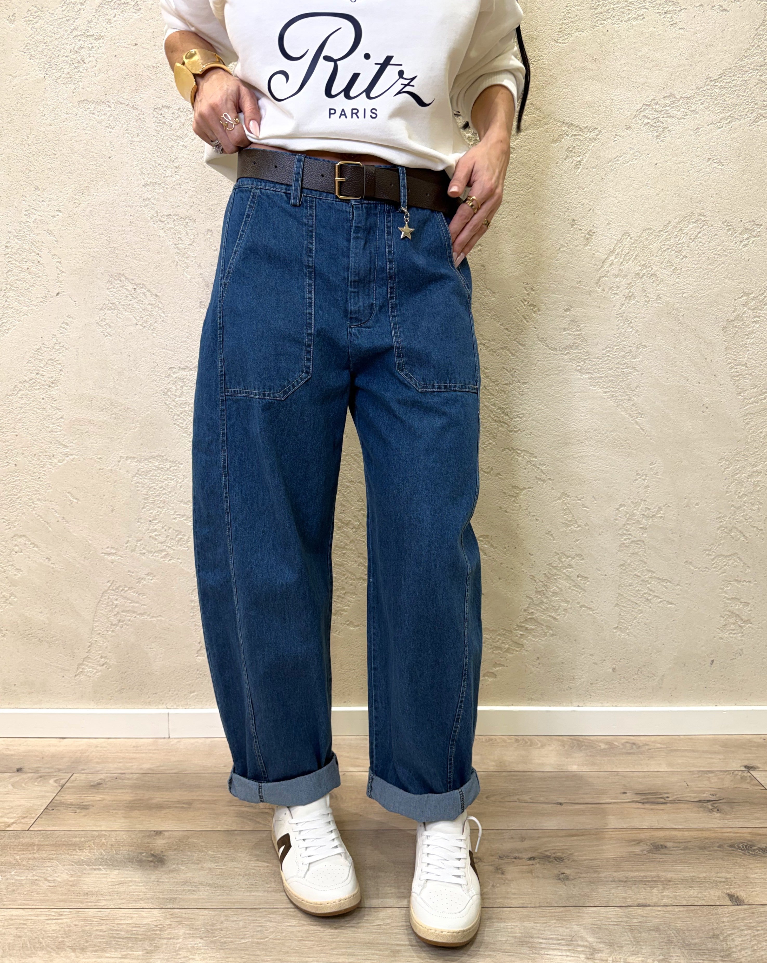 jeans modello baloon con maxi tasche frontali 38302 JEANS SUSY MIX