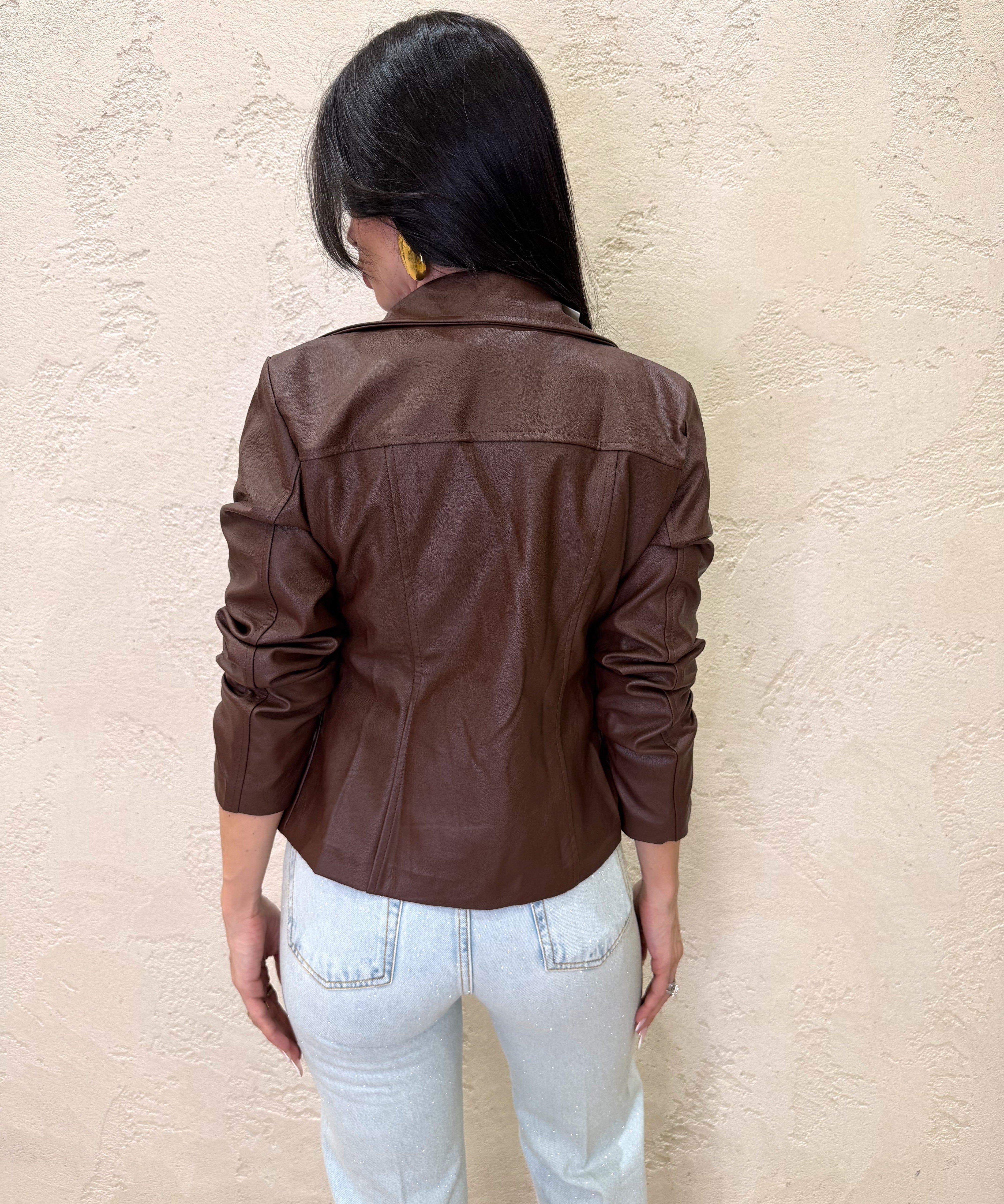 chiodo in ecopelle 4158 MARRONE SUSY MIX