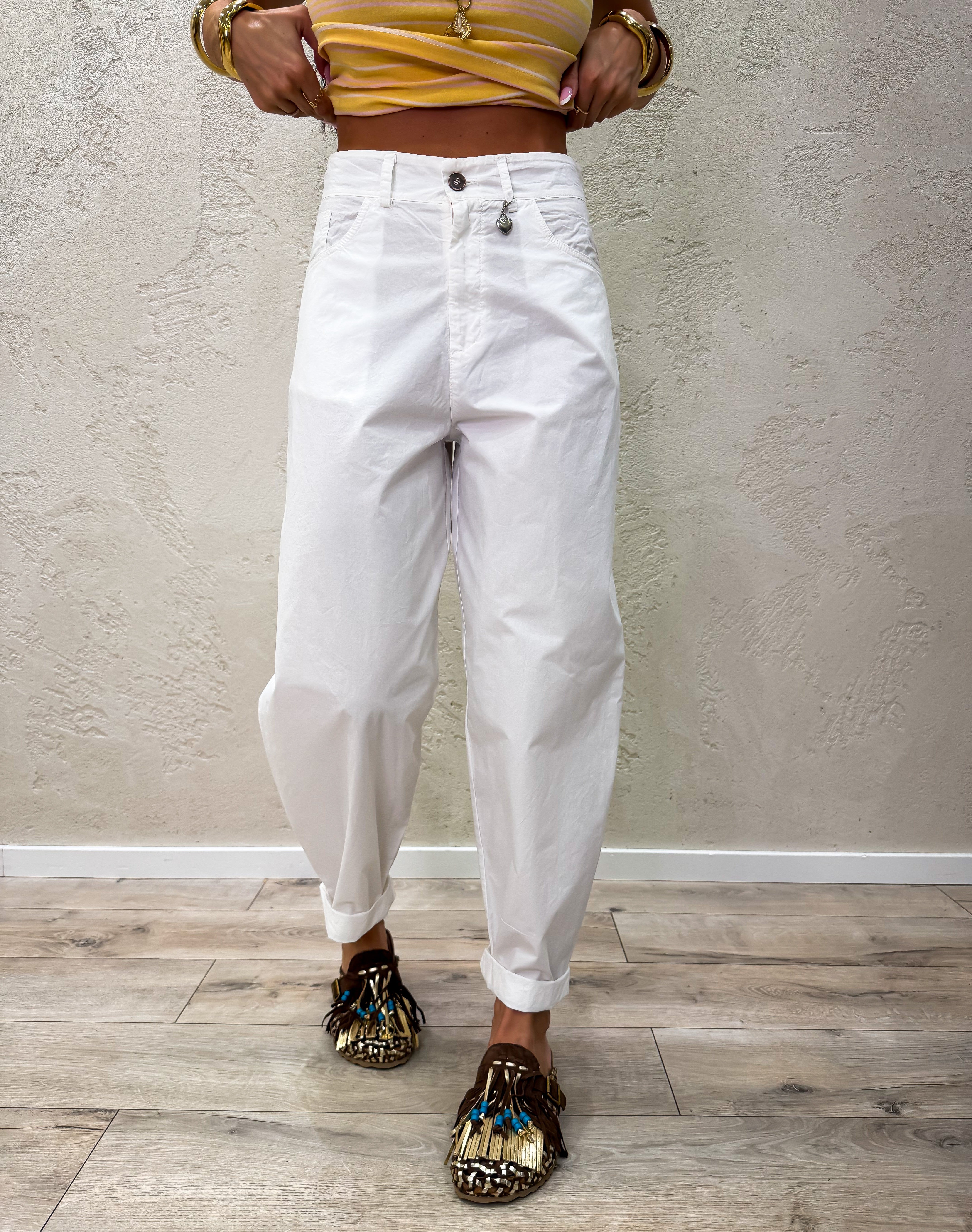 pantalone in contone a ovetto 60285TL LATTE SUSY MIX