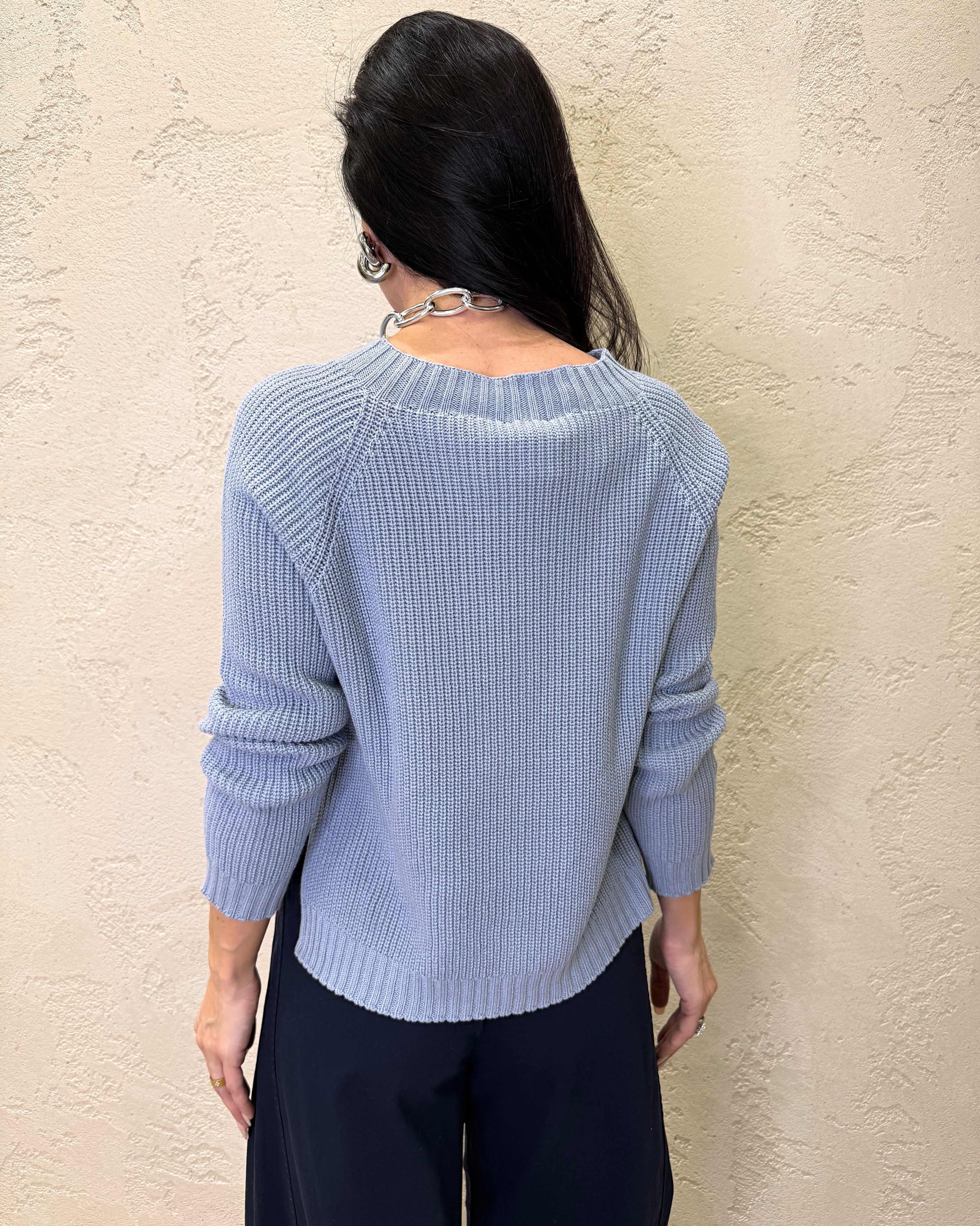 pull in maglia punto pannocchia 61041 CELESTE SUSY MIX