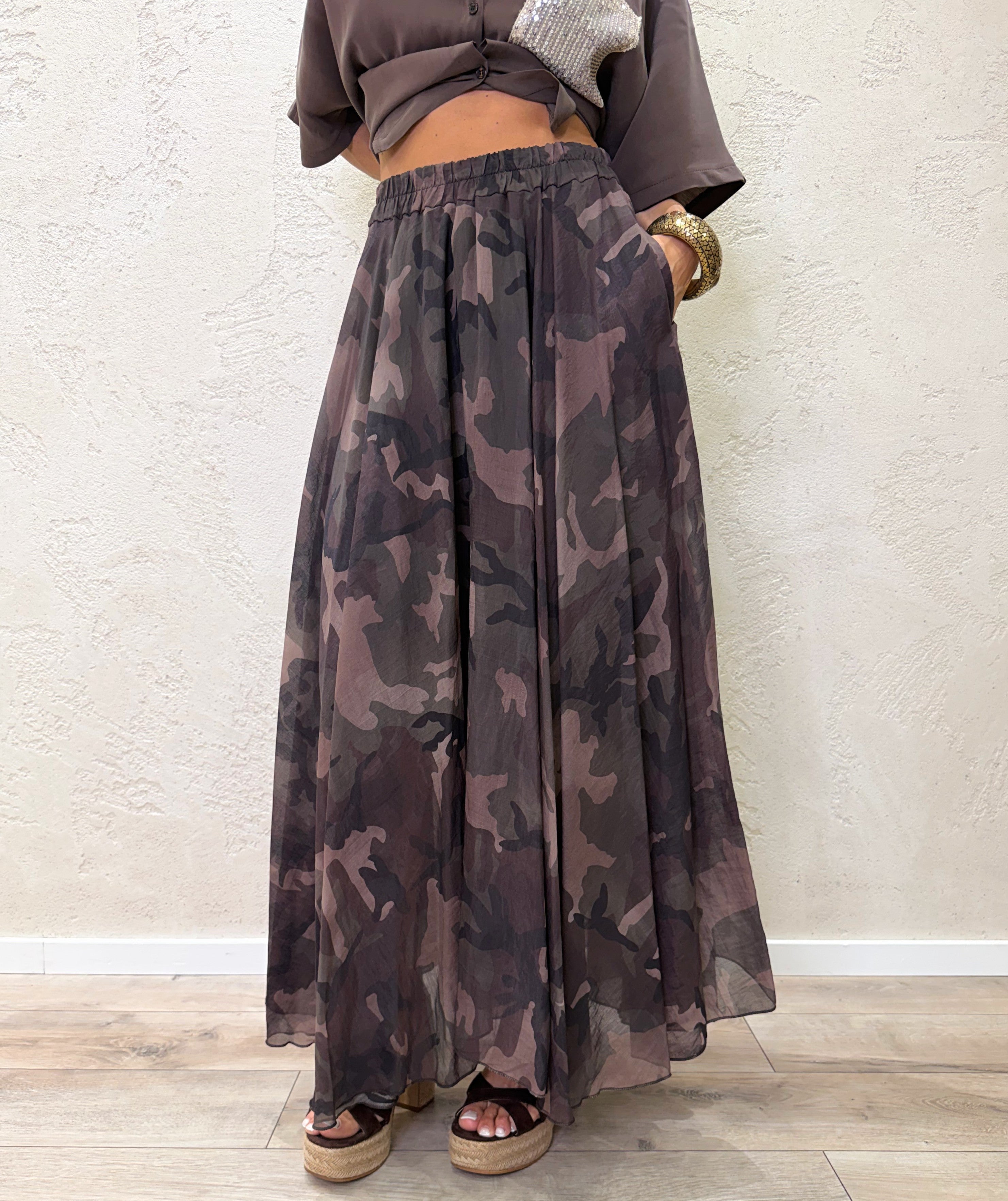 gonna lunga ampia camouflage G67391NLY CAMOUFLAGE SUSY MIX