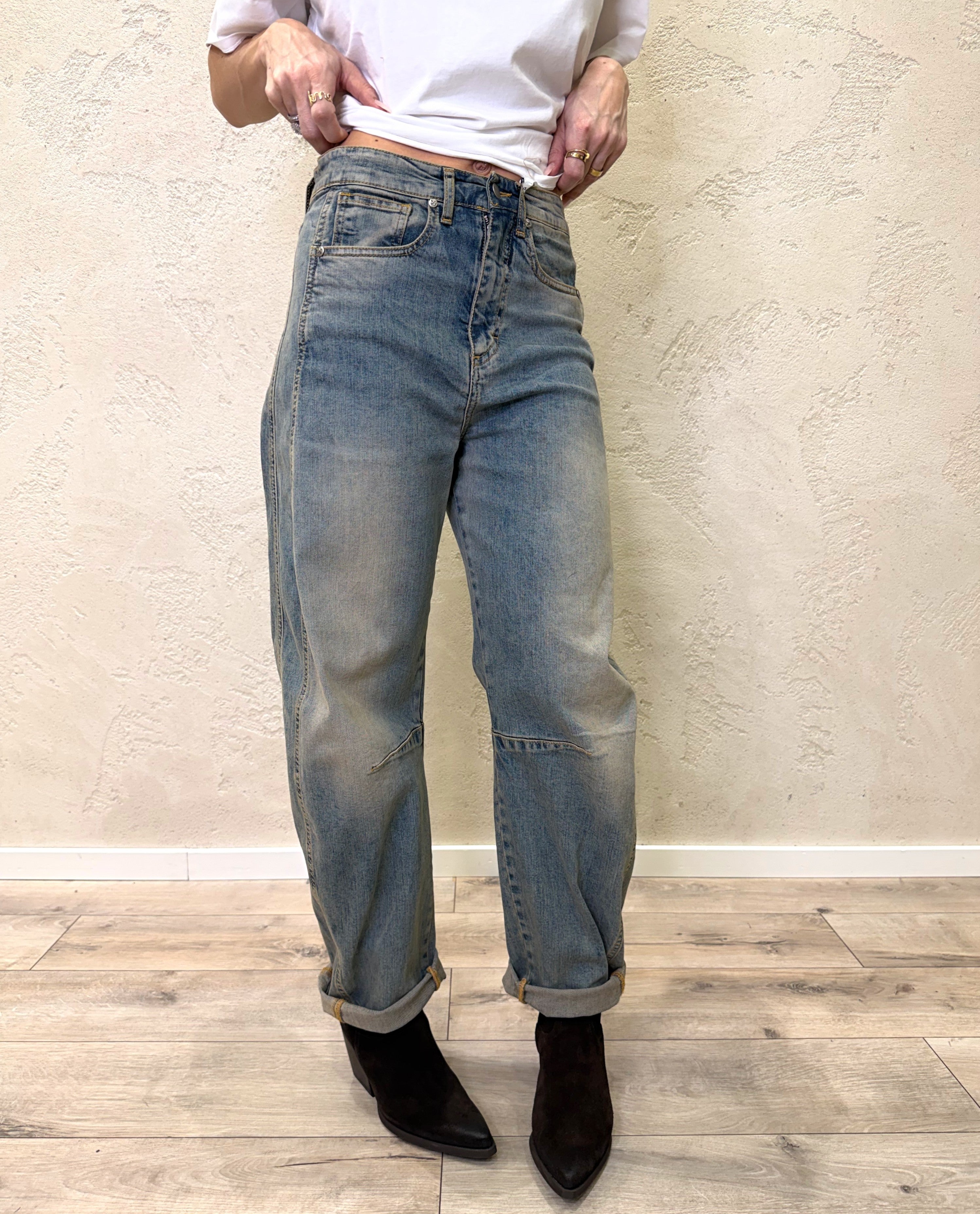 jeans elasticizzato modello ferro di cavallo con fascia laterale JSILVY0390 JEANS SUSY MIX