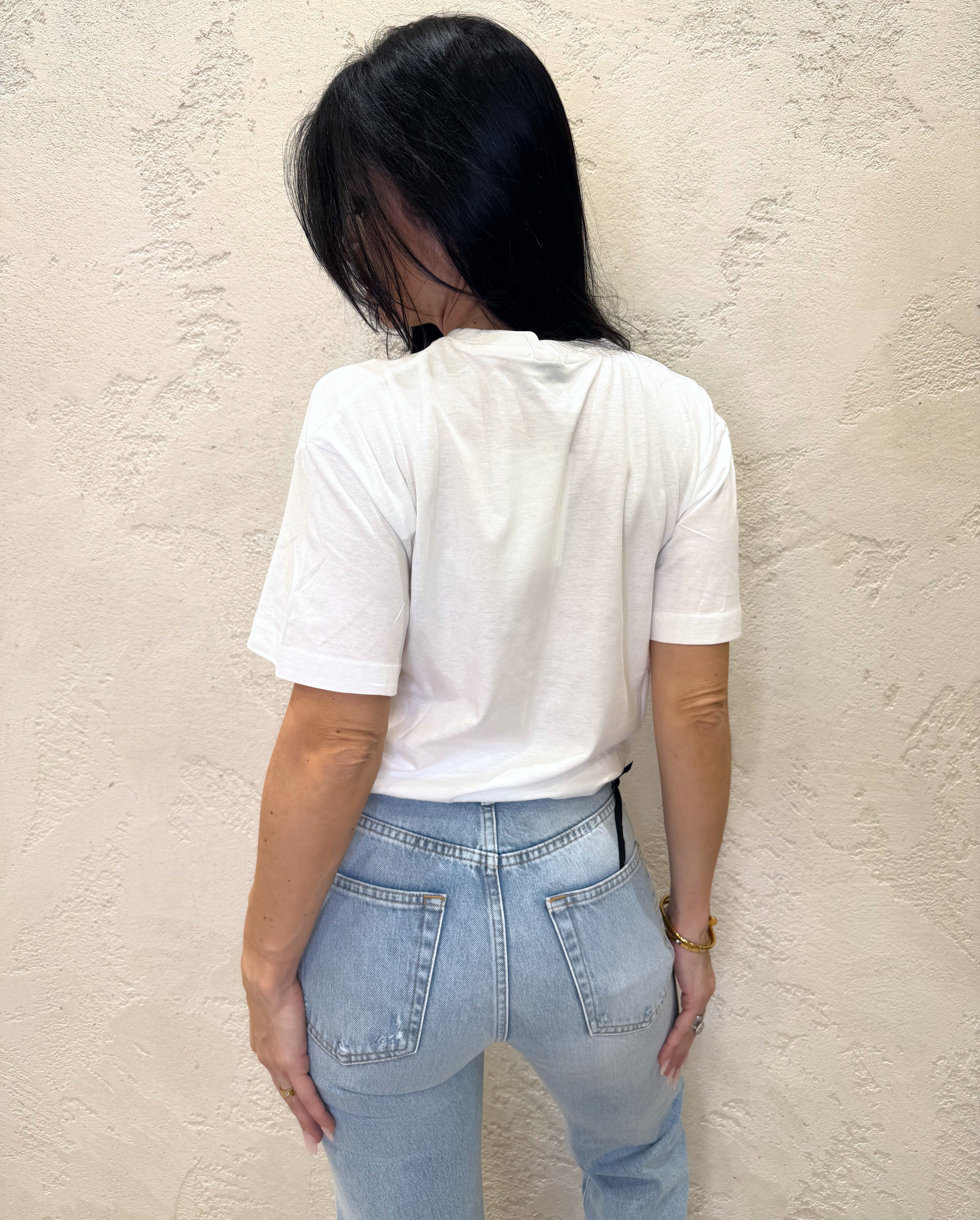 t-shirt leggermente over stampa "ciao amore" TSH09 BIANCO SUSY MIX