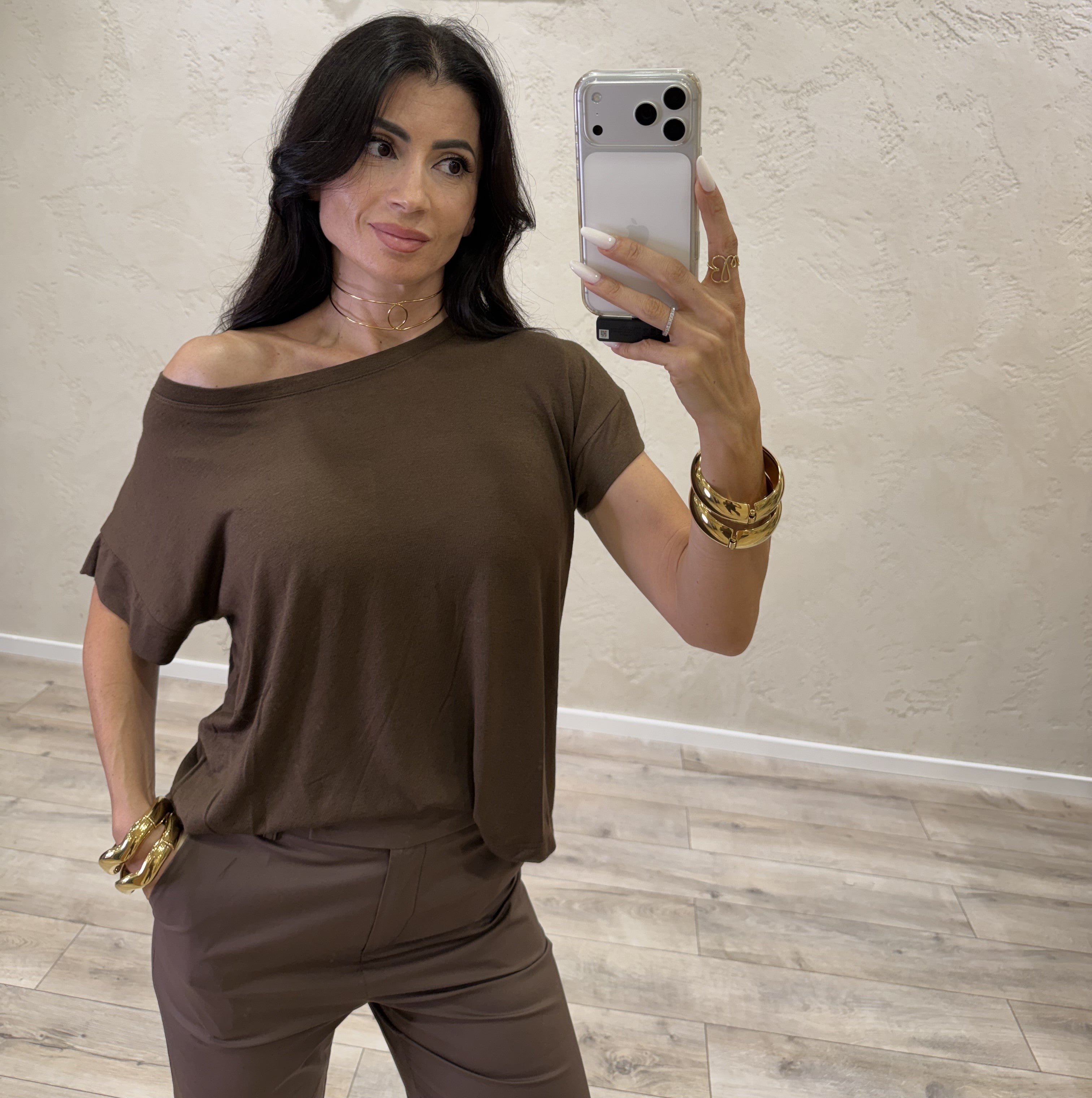 t-shirt over misto lino 21028 CIOCCOLATO TENSIONE IN