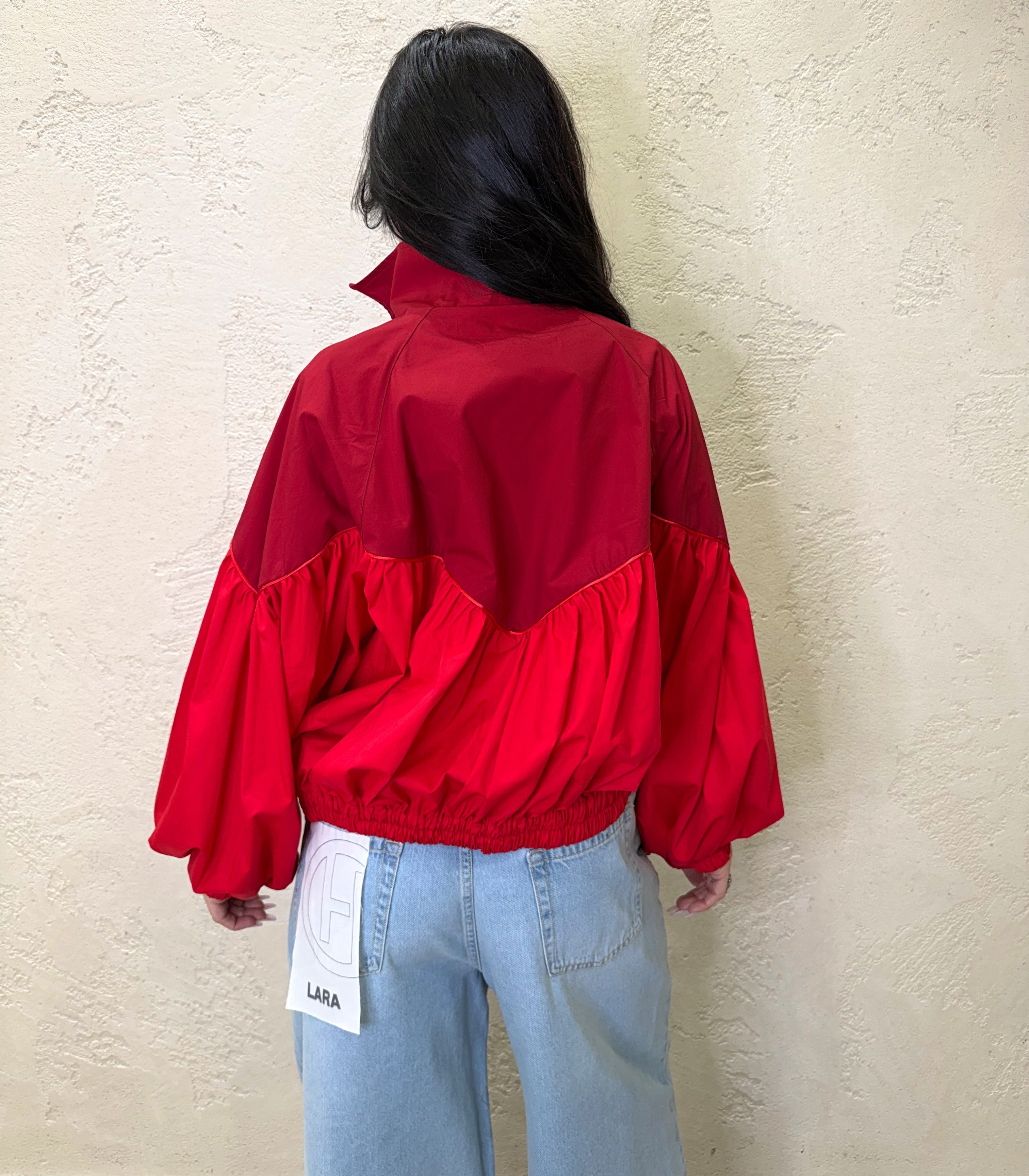 bomber effetto balloon doppio colore in 100% cotone 38967 ROSSO TENSIONE IN
