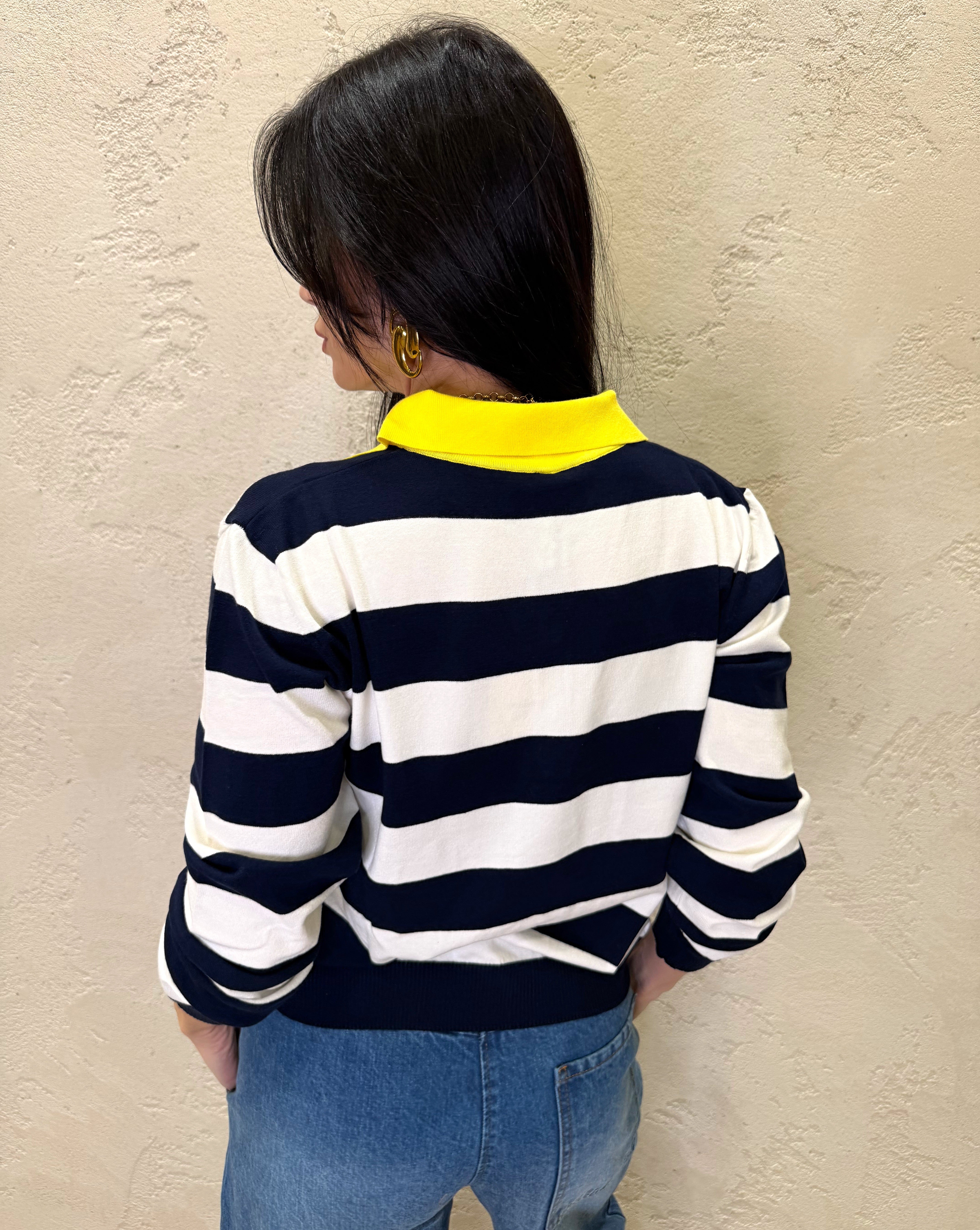 polo in maglia a righe P6HMJ09A414 BLUE NAVY TENSIONE IN