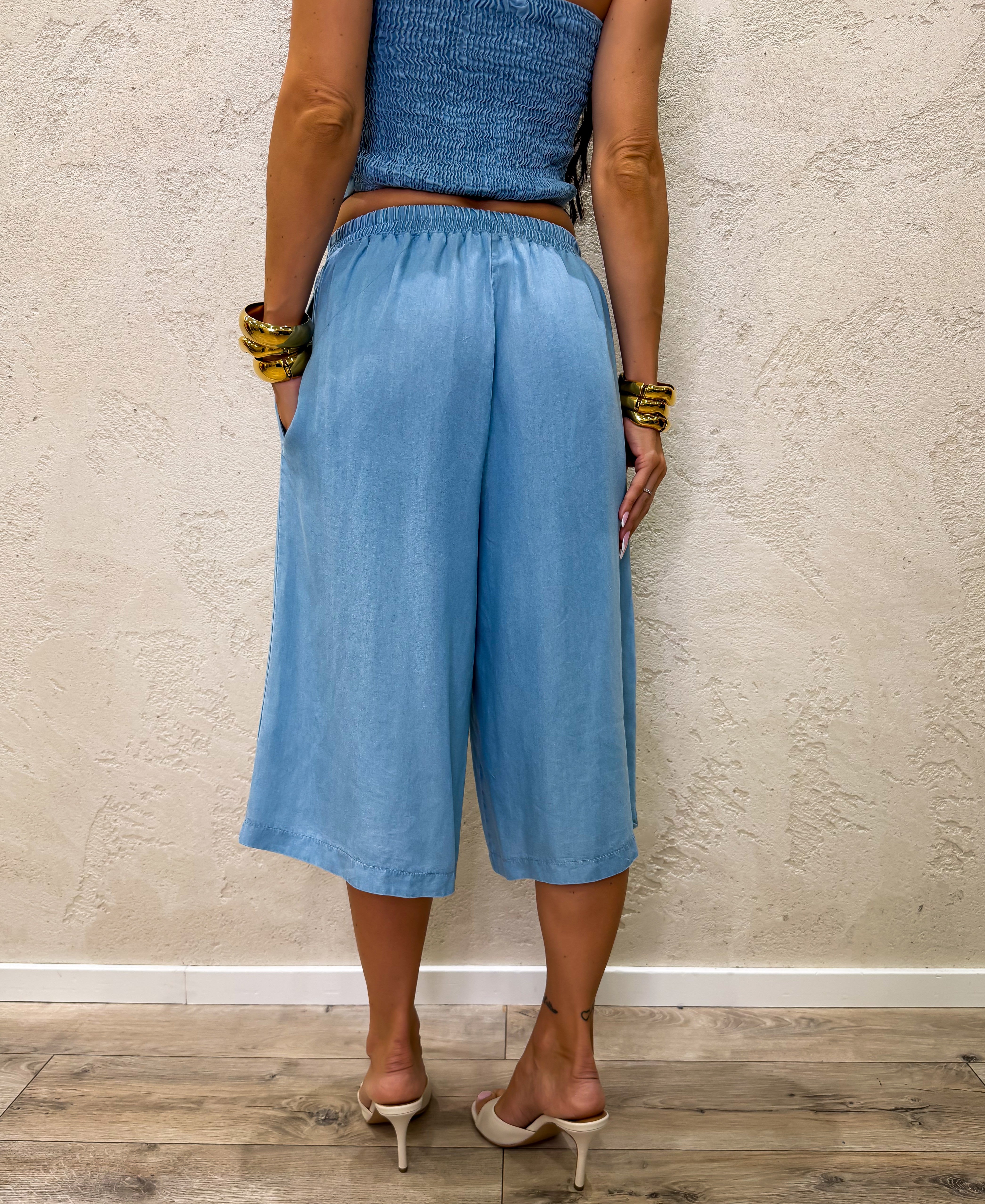 maxi bermuda in chambray leggero PE260189 AZZURRO TENSIONE IN
