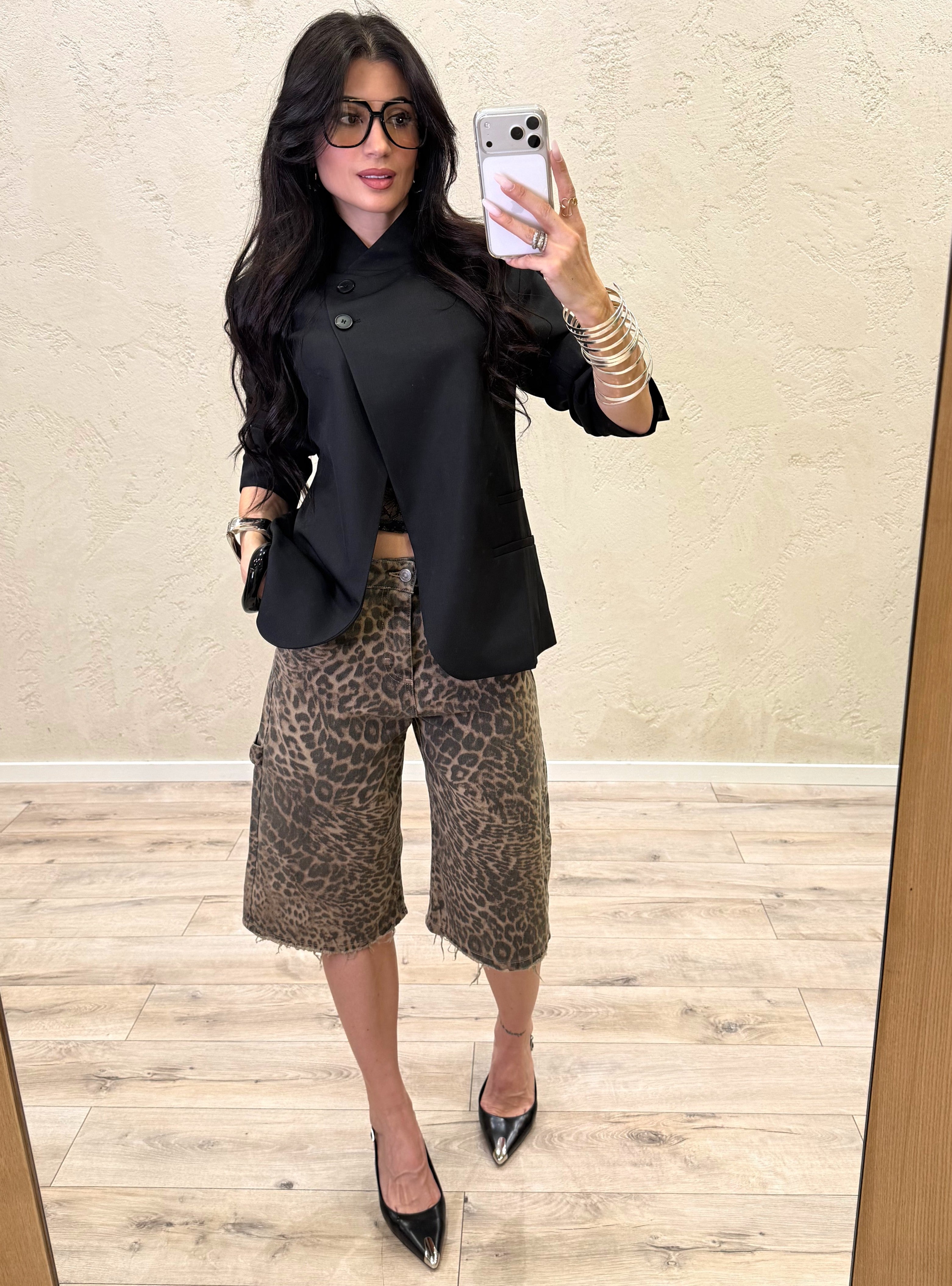 maxi bermuda modello work leopardato DAB5104 LEOPRDATO VICOLO