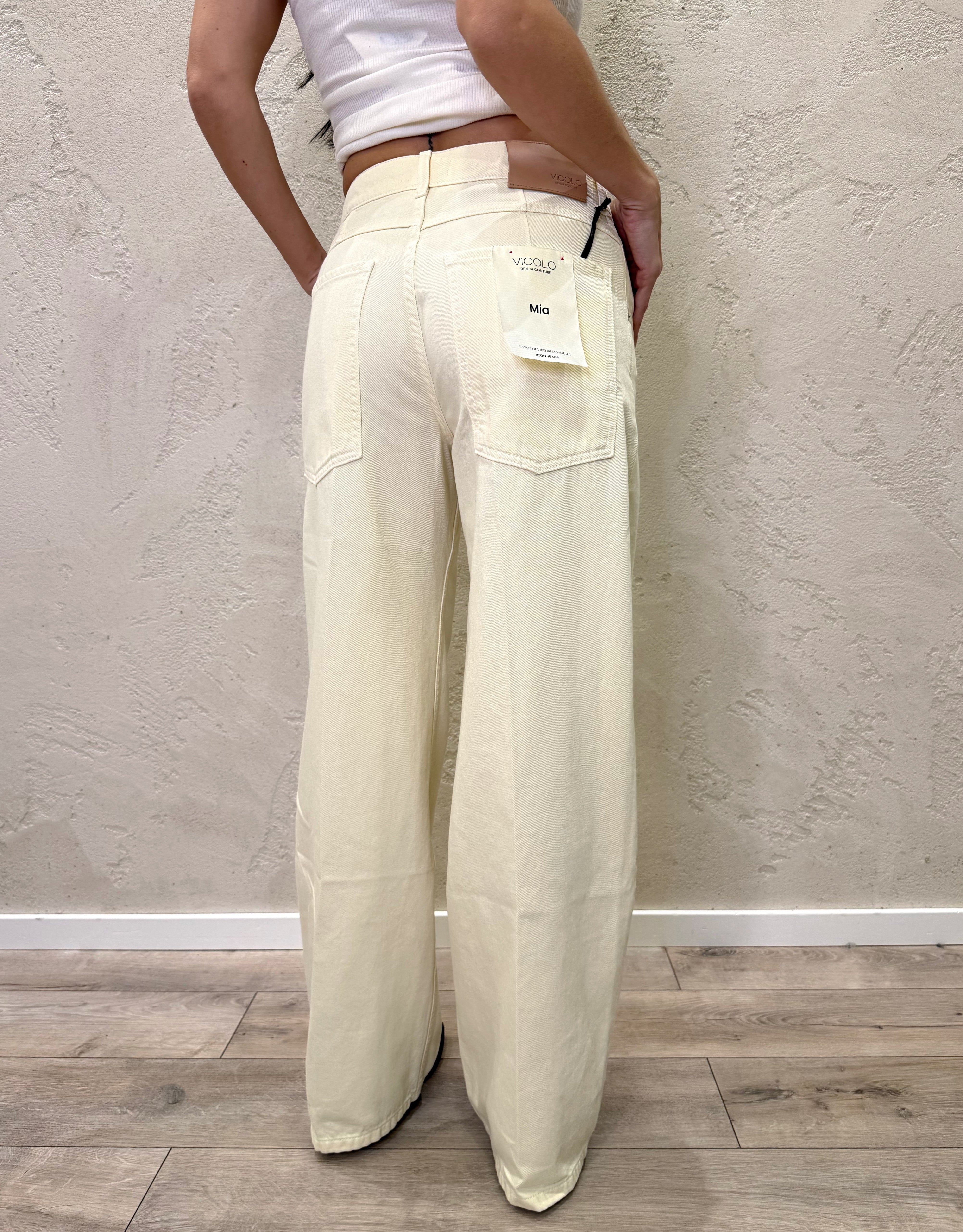 jeans modello mia a gamba larga DAB5148 GIALLO PASTELLO VICOLO