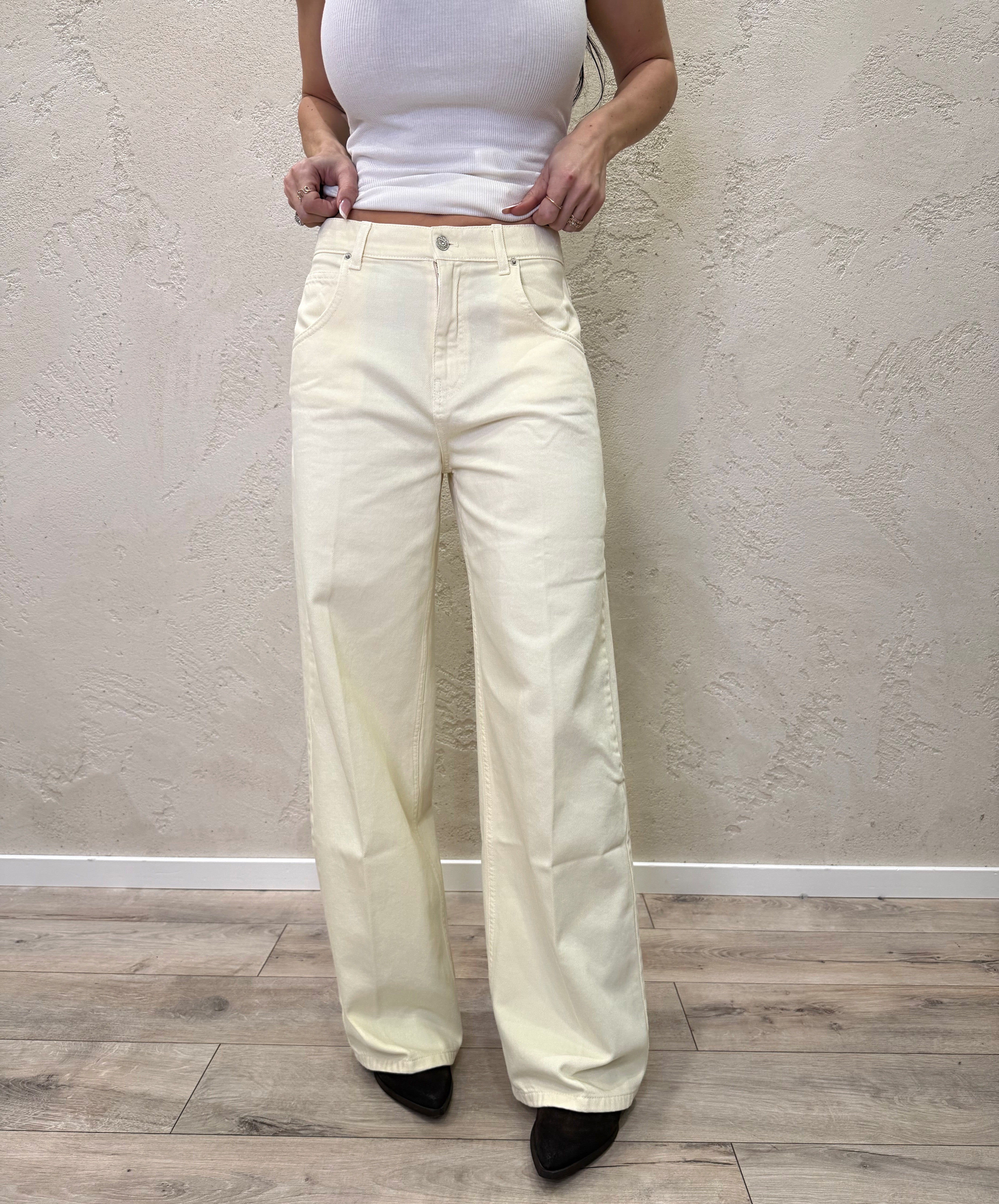 jeans modello mia a gamba larga DAB5148 GIALLO PASTELLO VICOLO