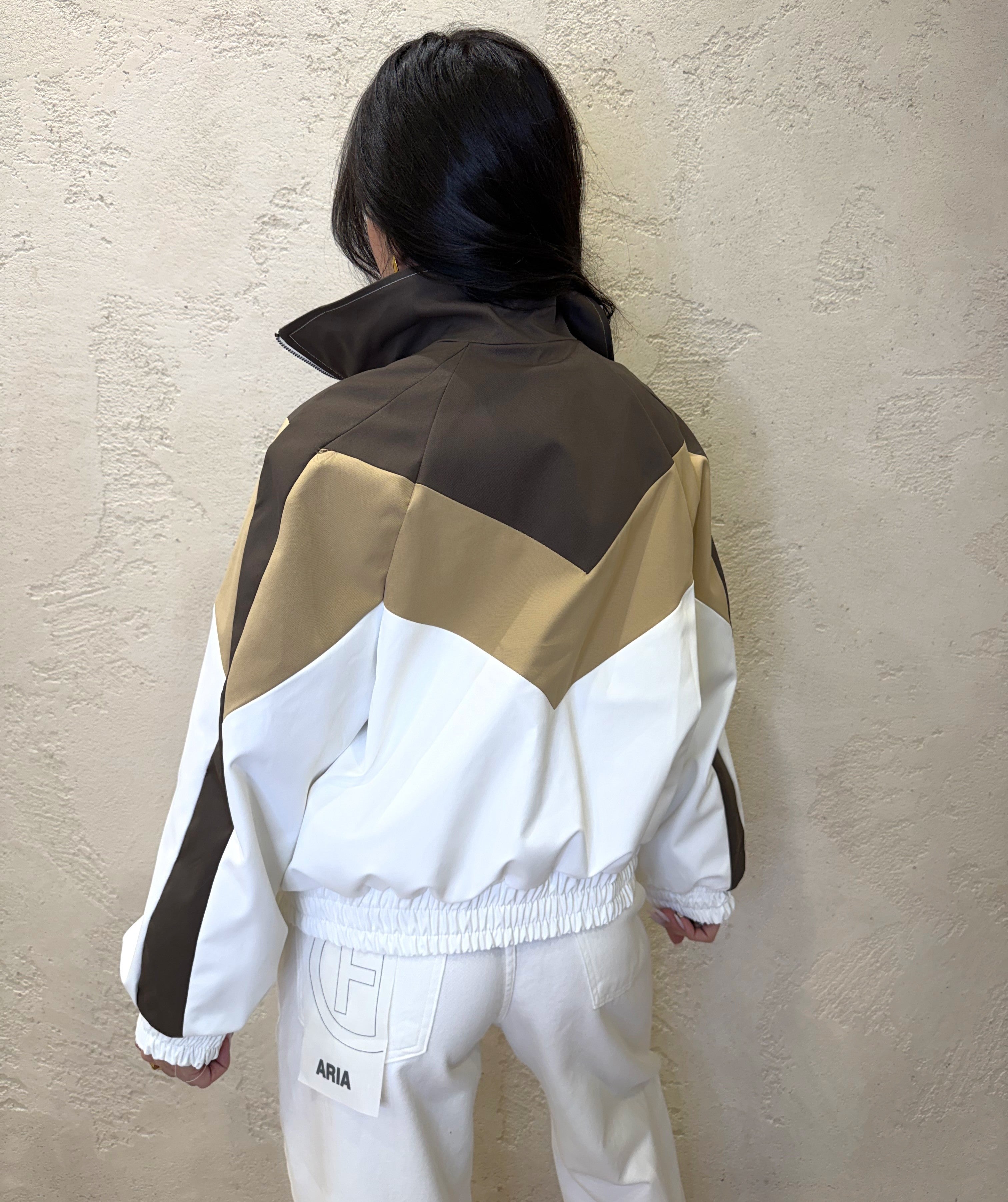 bomber tricolore in tessuto tecnico TAB1380 PANNA/BEIGE/MORO VICOLO