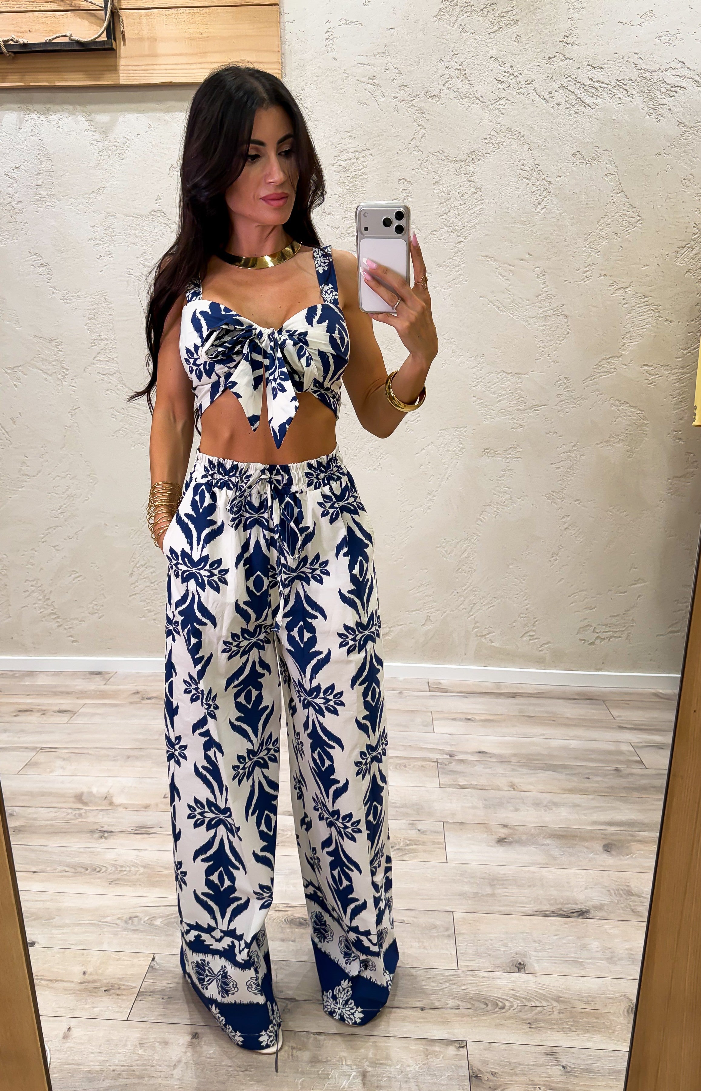 top in fantasia mediterranea TAB3037 BURRO/BLU VICOLO