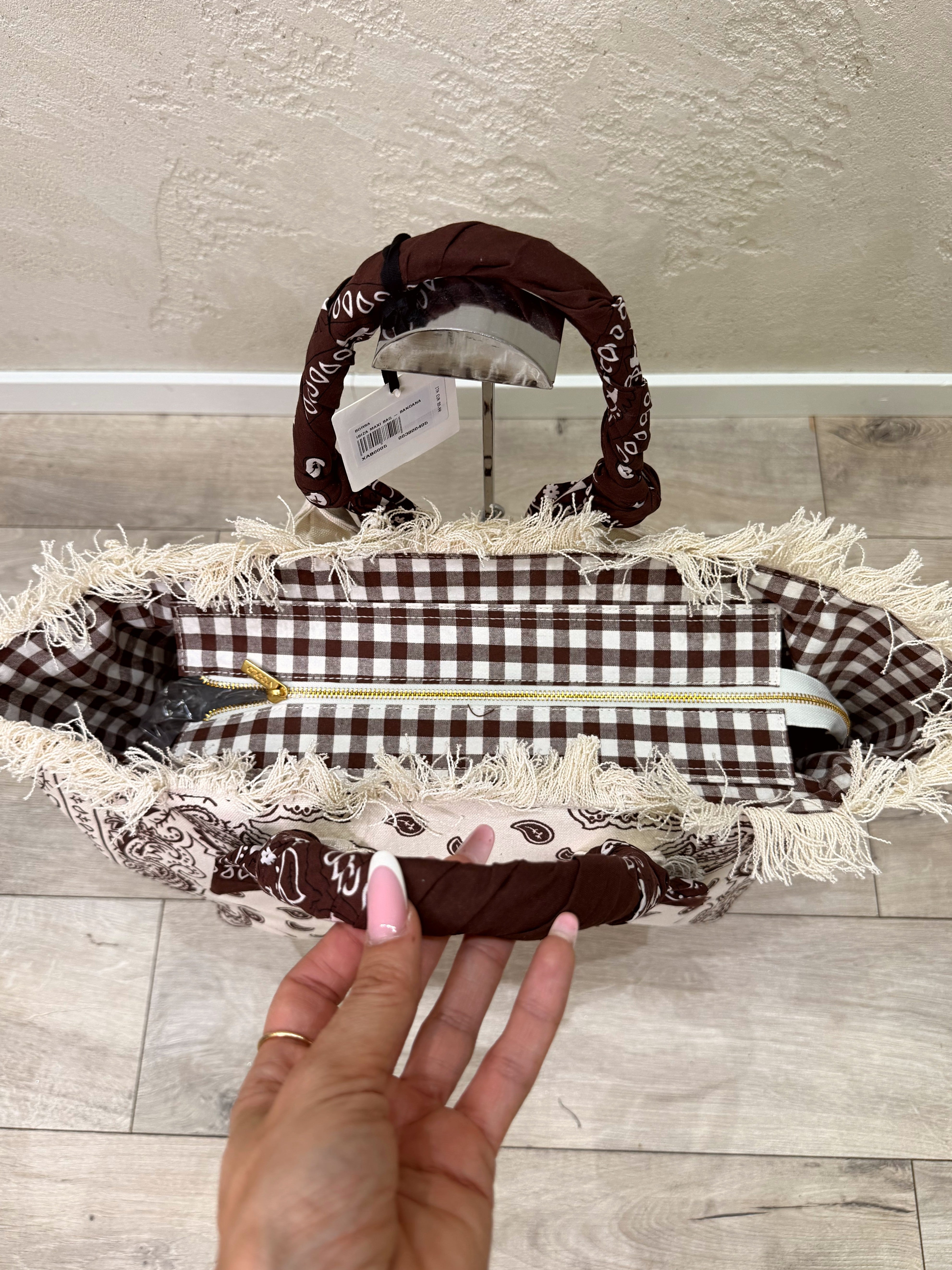 shopper in canvas stampa bandana XAB0005 NATURALE VICOLO