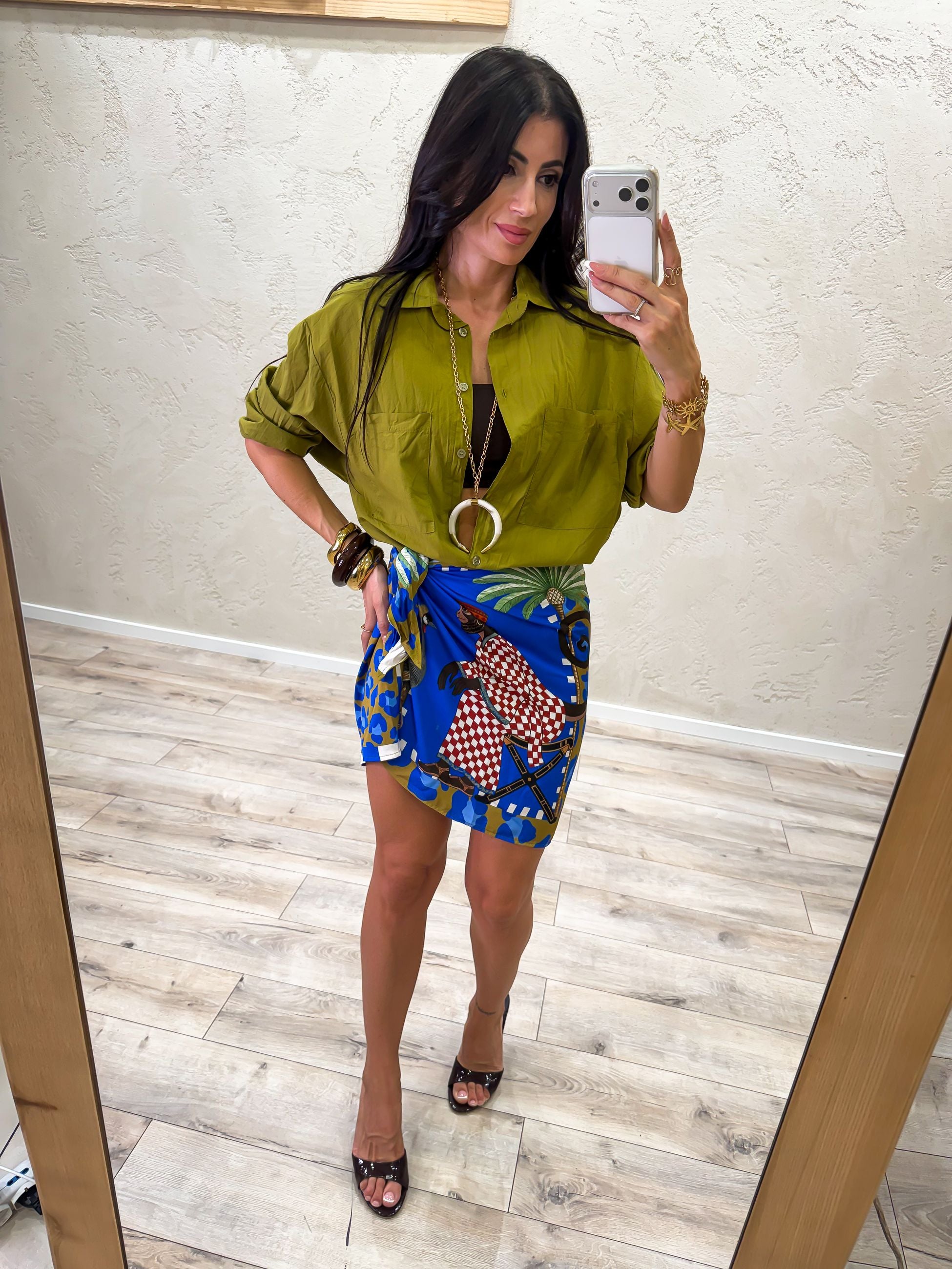 minigonna pareo foulard tropical jungle